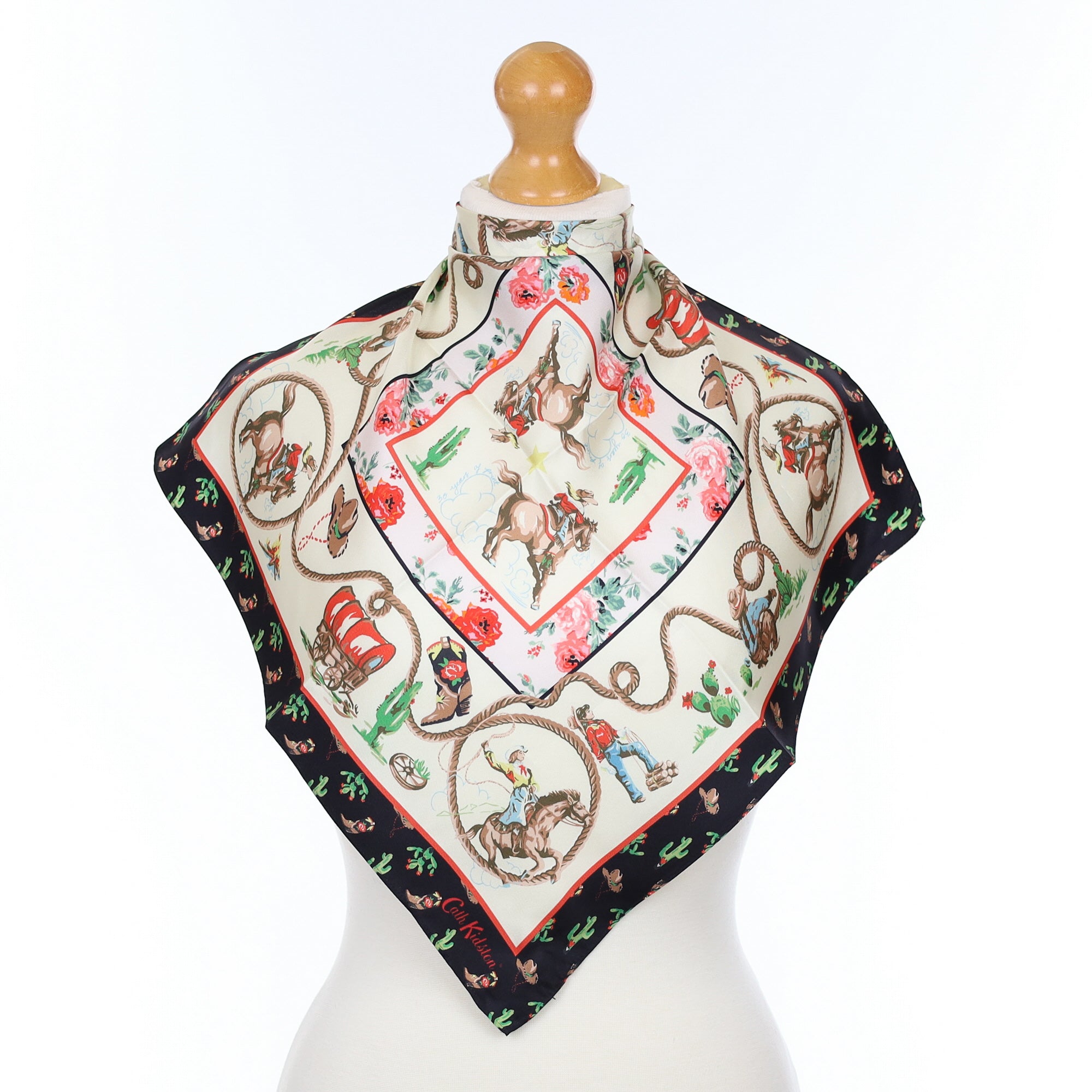 Brand New Cath Kidston Cowboy Theme Silk Scarf