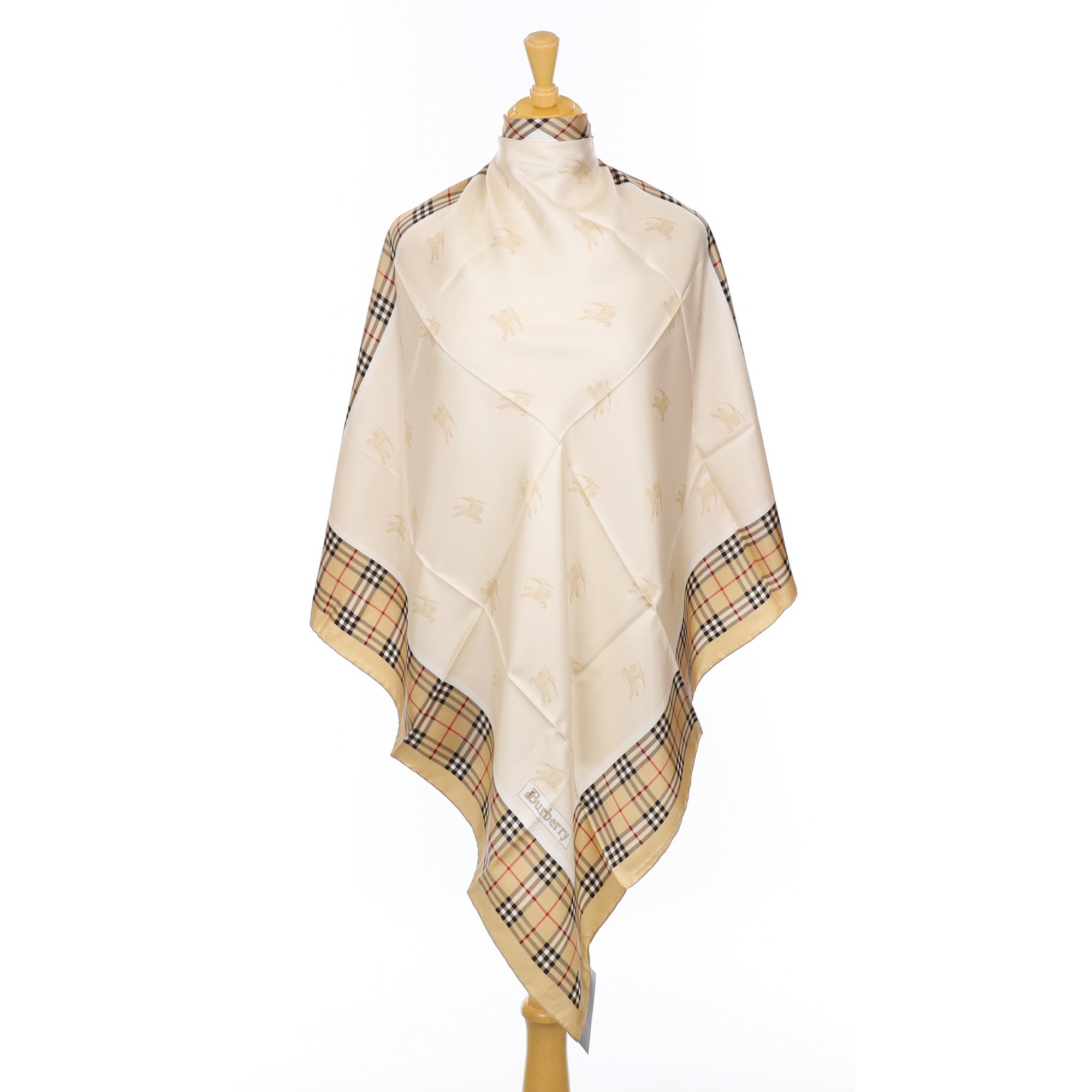 Brand New Boxed Burberry Cream Check Silk Scarf