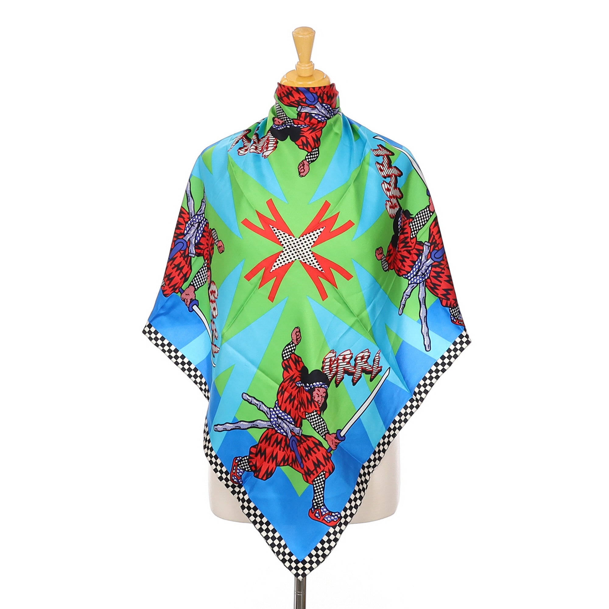 Brand New Marc Jacobs Green, Blue & Red Silk Scarf