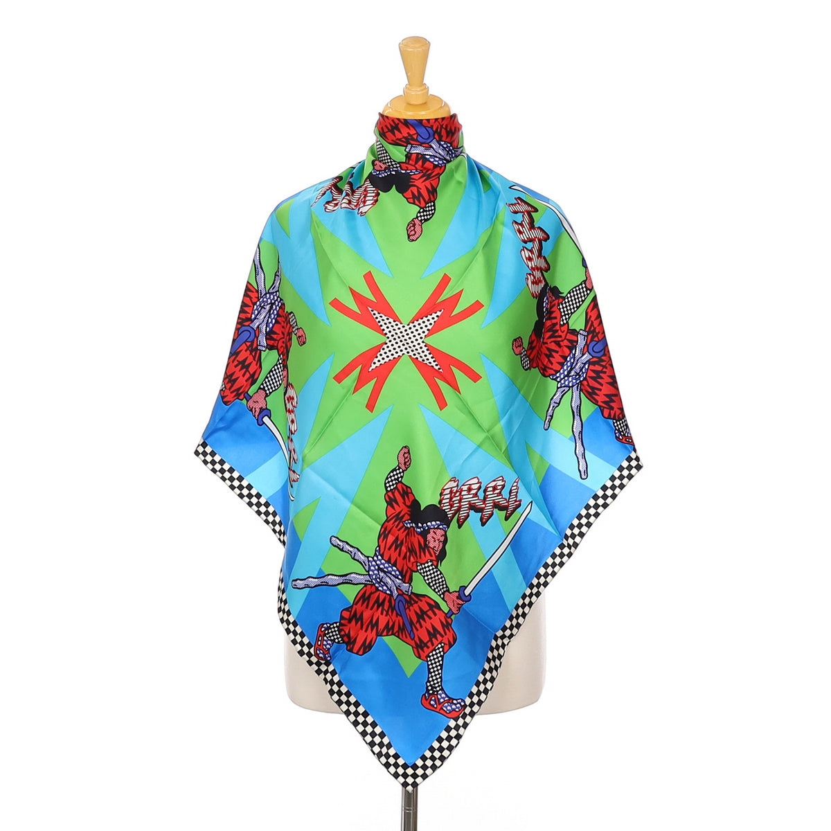 Brand New Marc Jacobs Green, Blue & Red Silk Scarf