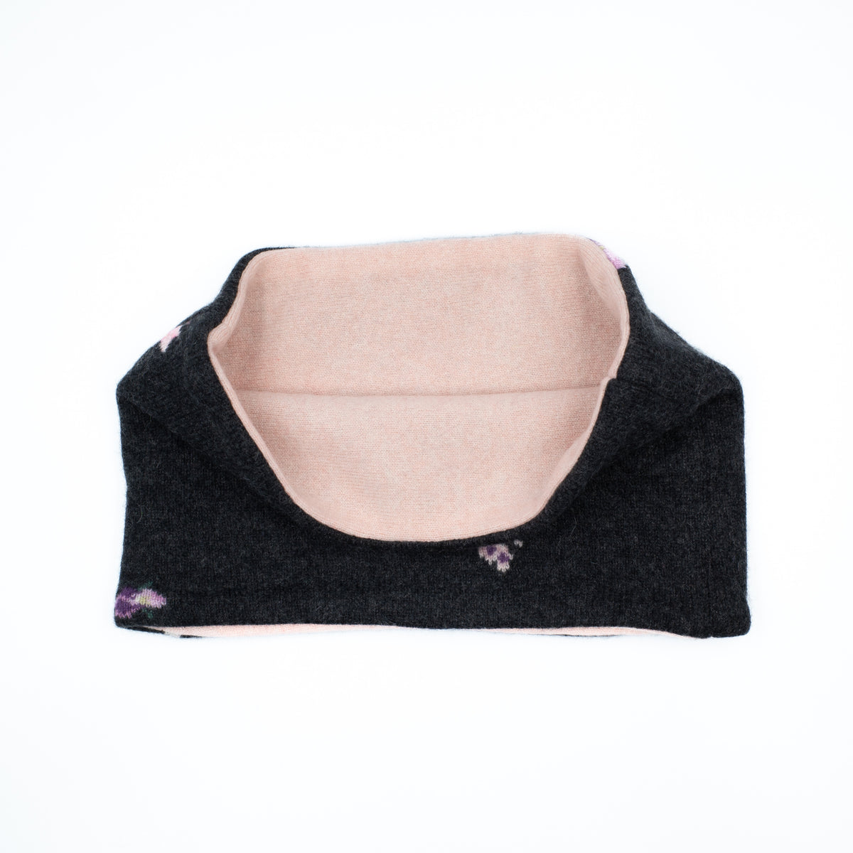 Charcoal Grey and Baby Pink Floral Neck Warmer