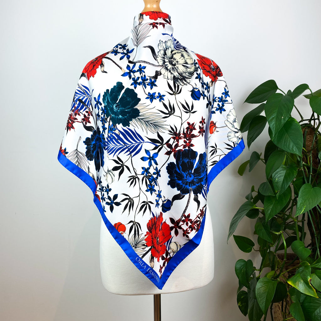 Pretty Italian Floral Silk Scarf