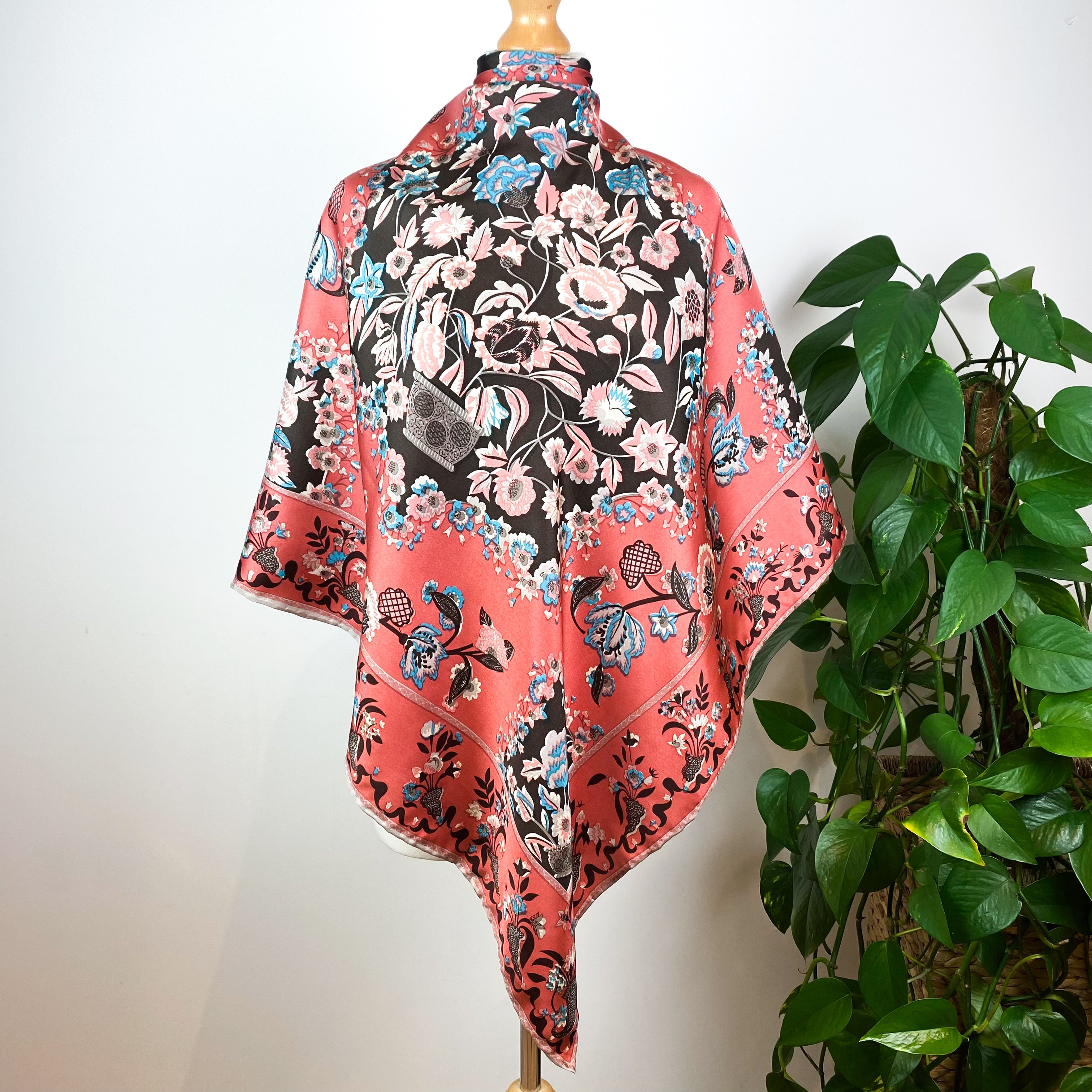 Large Floral Silk Scarf