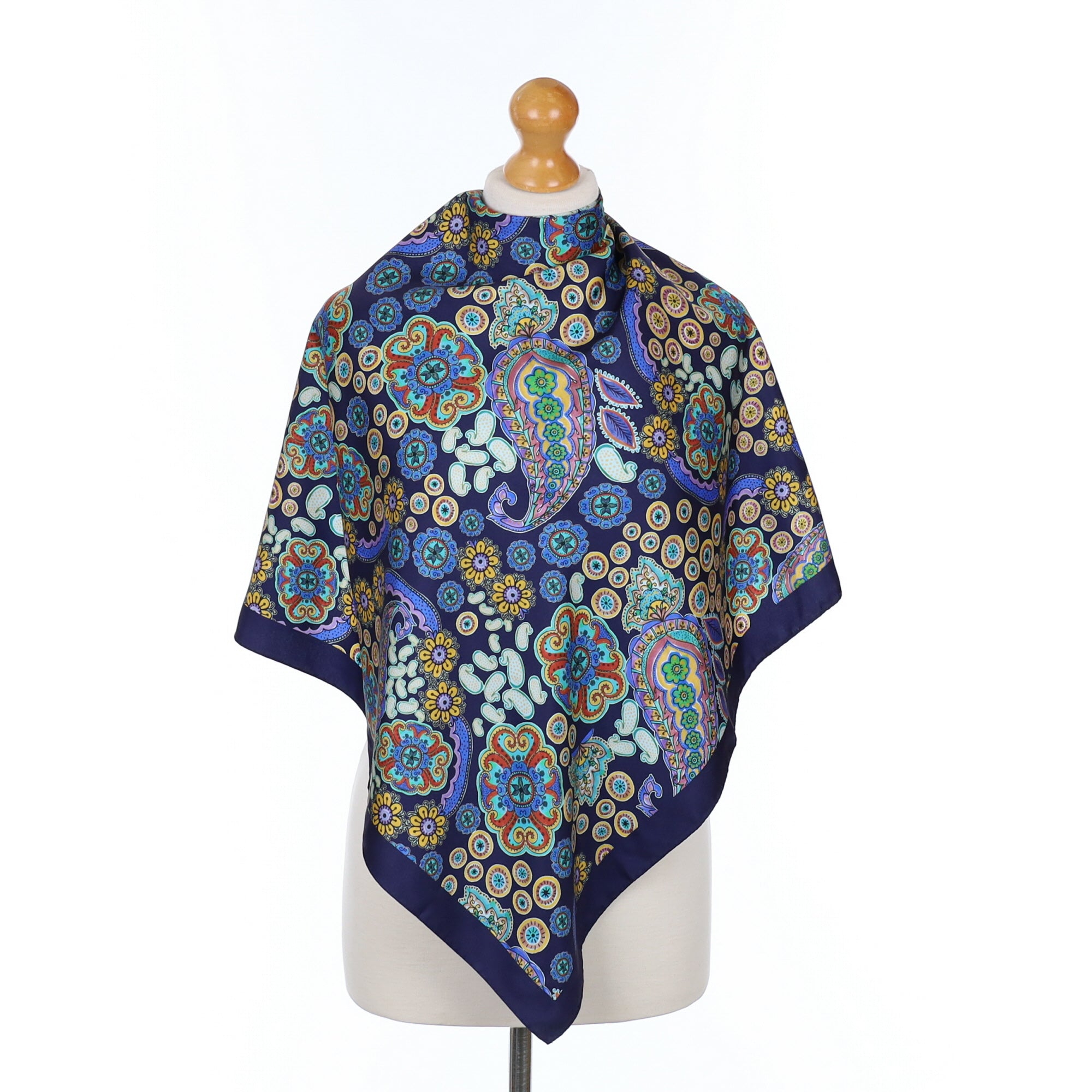 Blue Abstract Paisley Silk Scarf