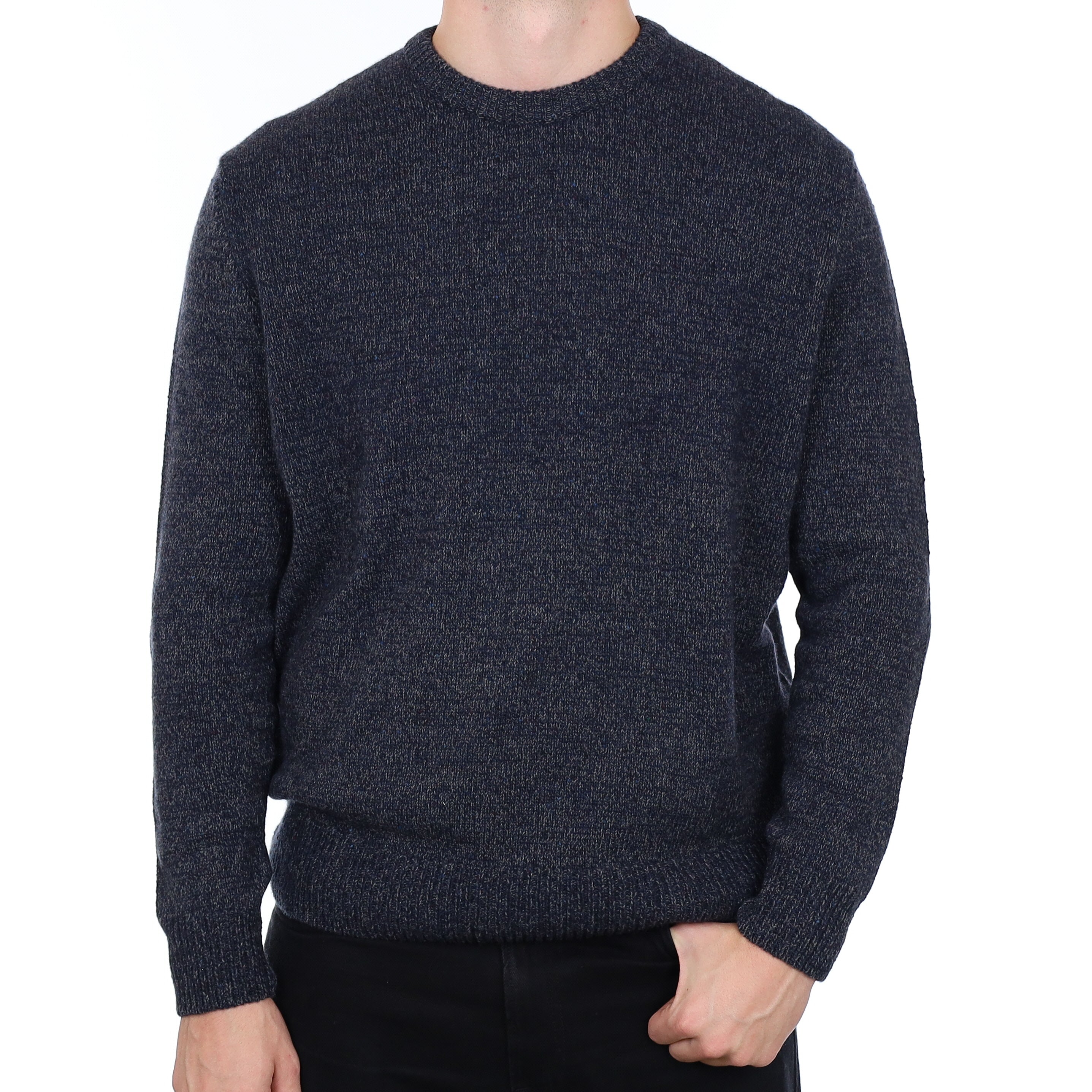 Men’s Brand New Scottish Charcoal Marl Cashmere Crew Neck Jumper XXL