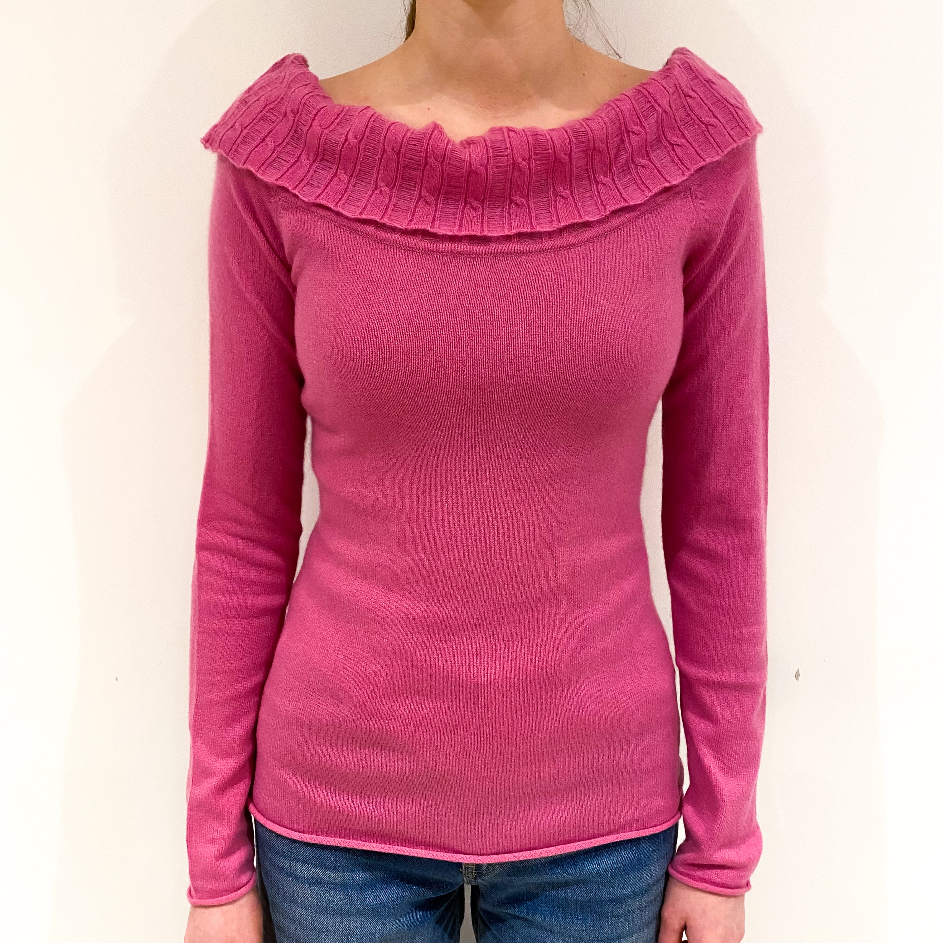 Rose Pink Boat Neck Jumper Extra Small