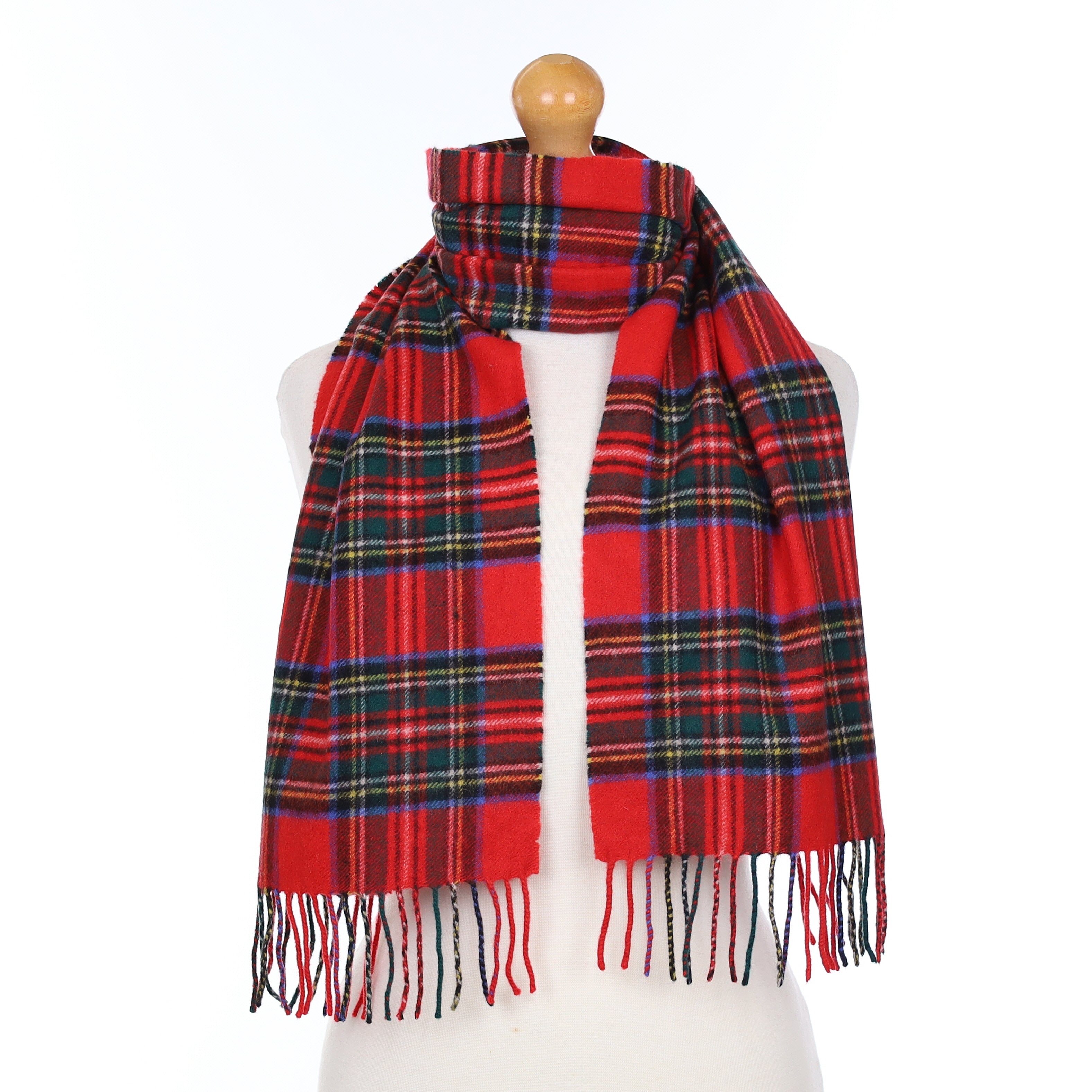 Red And Green Checked Cashmere Woven Scarf
