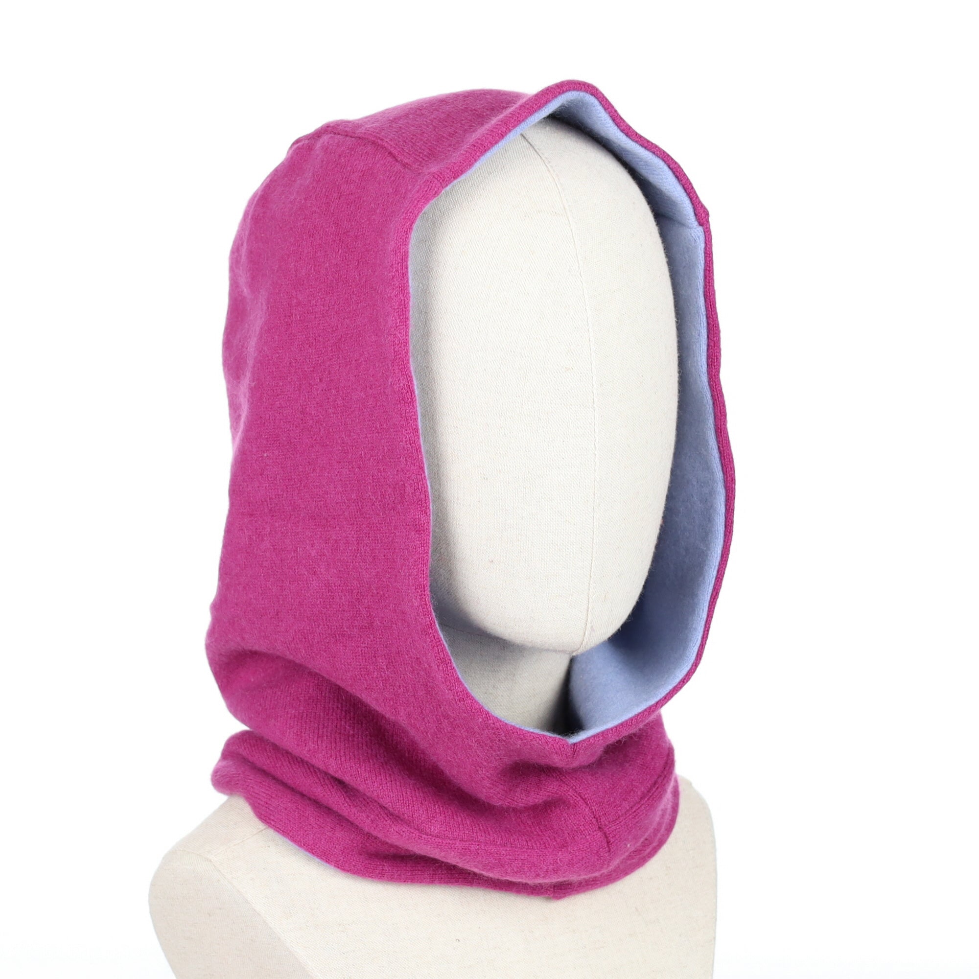 Plum Purple and Sky Blue Luxury Reversible Cashmere Hood Unisex