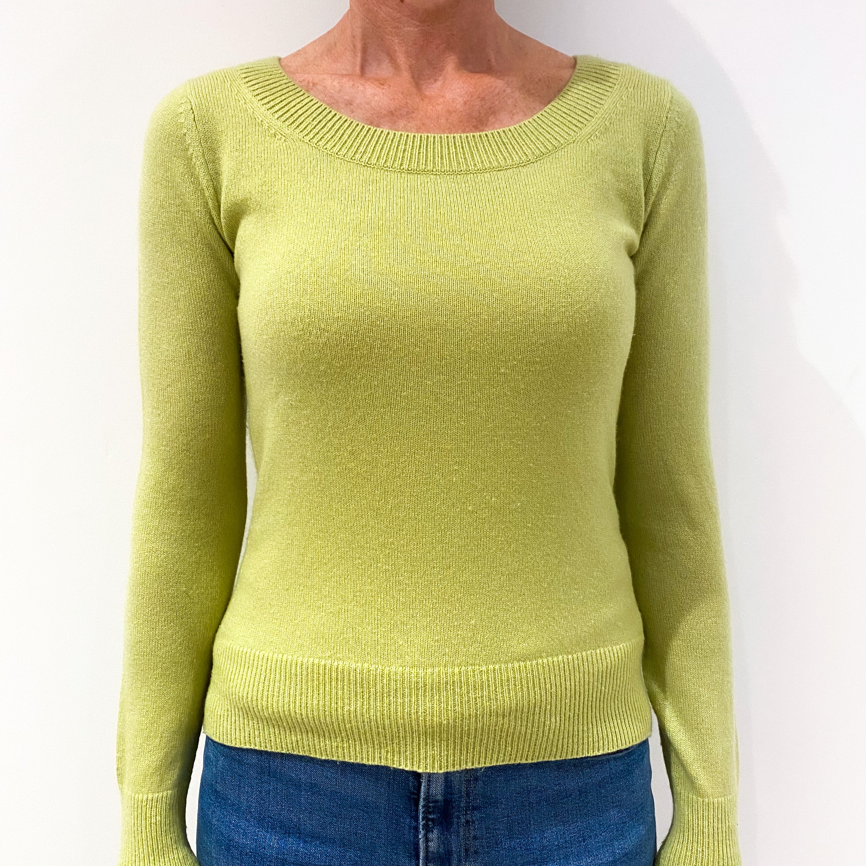 Pistachio Green Cashmere Crew Neck Jumper Small