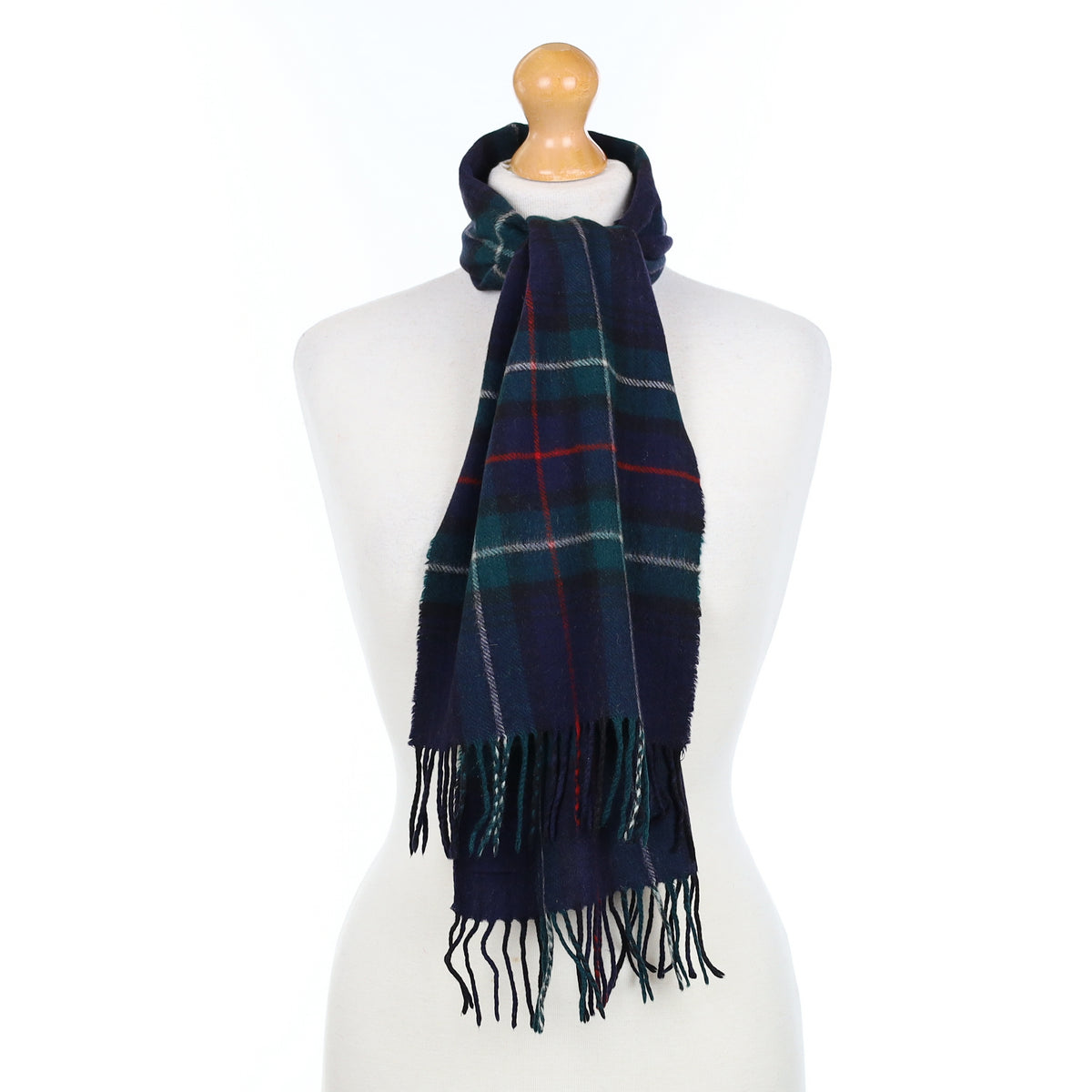 Green Navy and Red Plaid Cashmere Woven Scarf