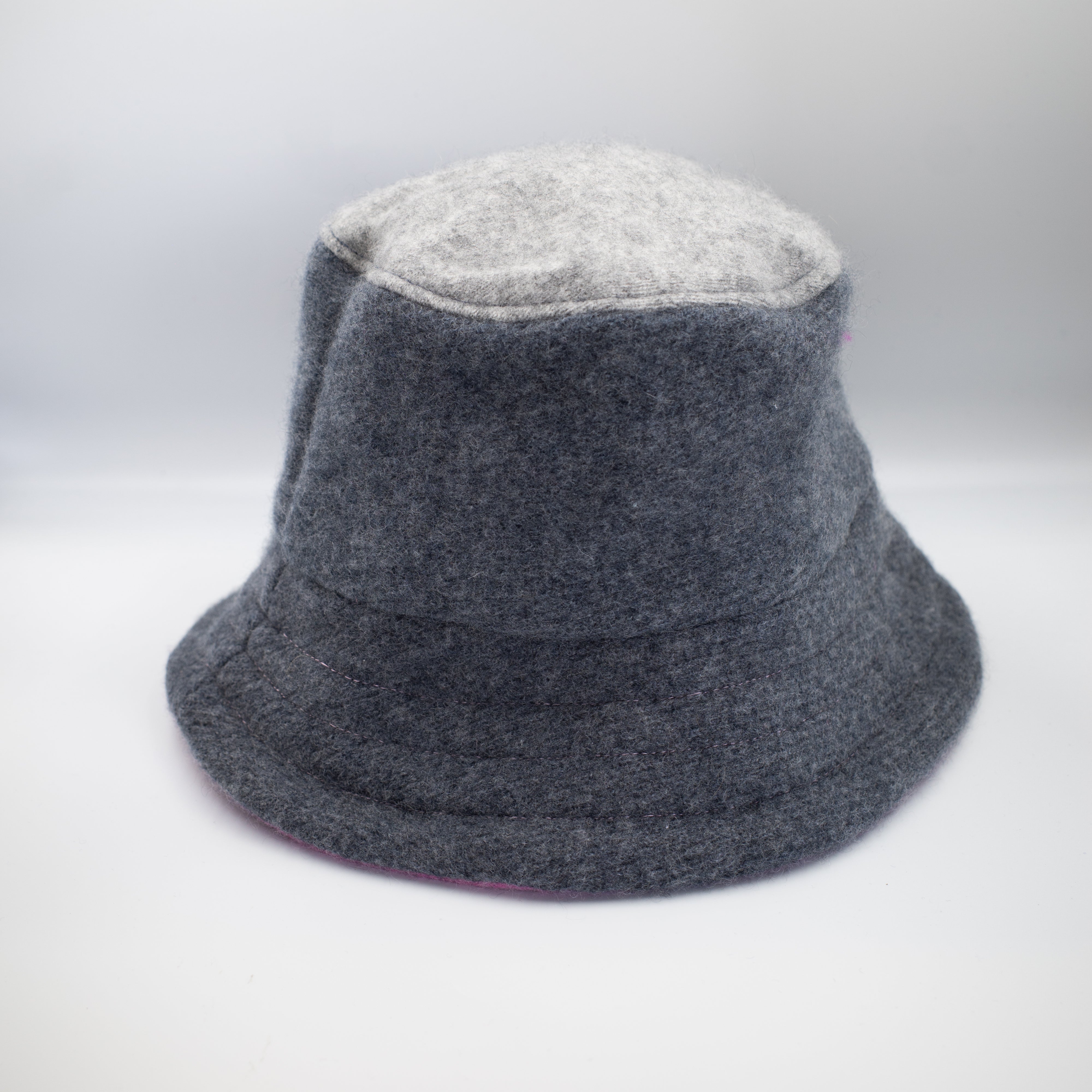 Slate Grey Reversible Cashmere Bucket Hat Large