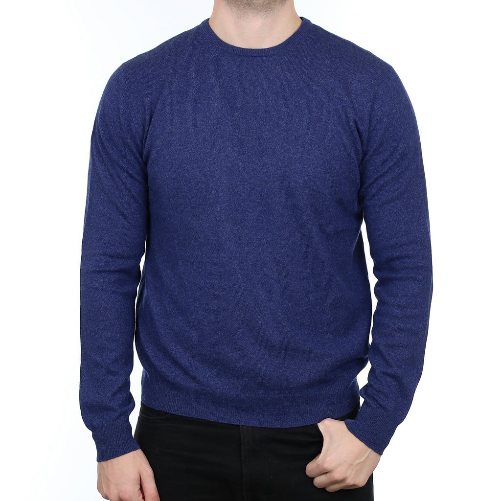 Men’s Naval Blue Marl Cashmere Crew Neck Jumper XL