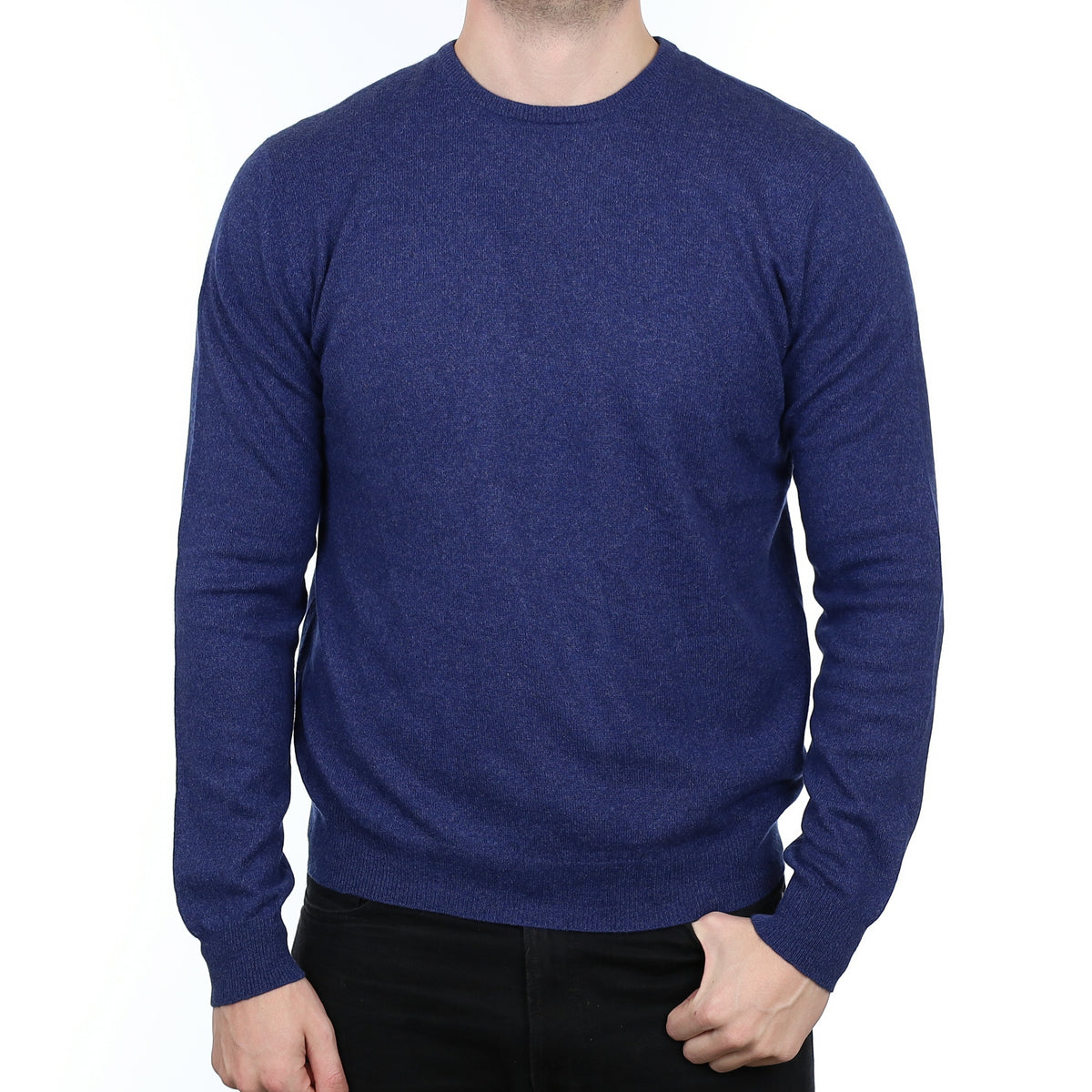 Men’s Naval Blue Marl Cashmere Crew Neck Jumper XL