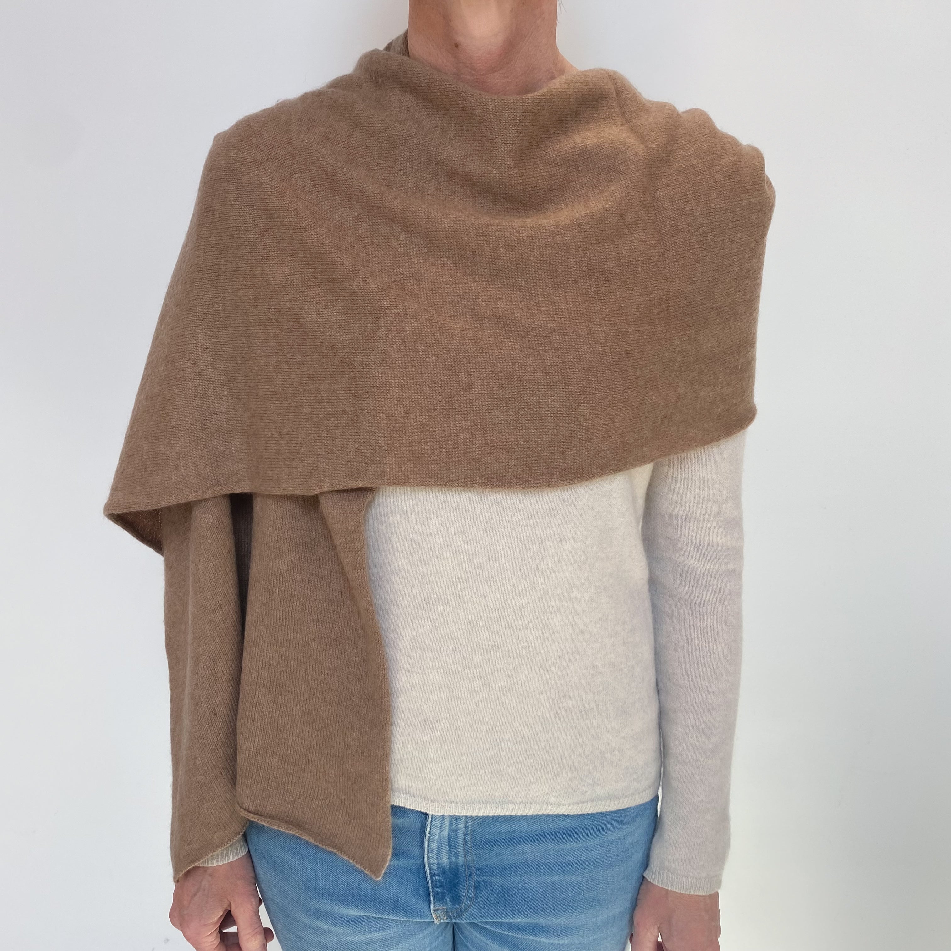Taupe Brown Cashmere Wrap Scarf