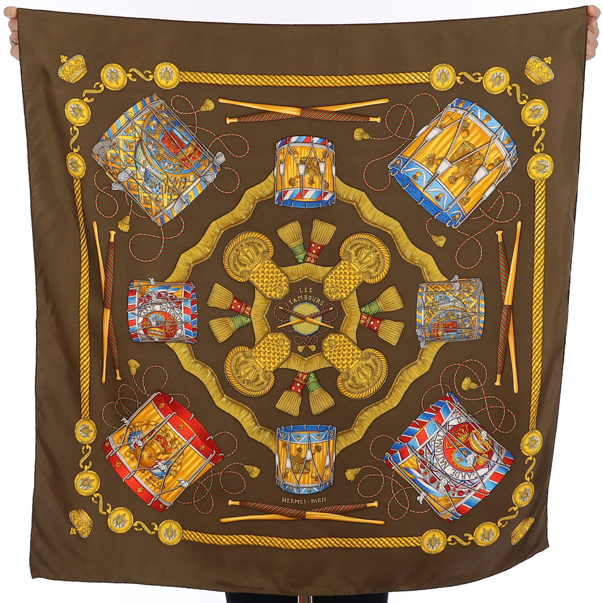 Hermès Les Tambours Silk Scarf