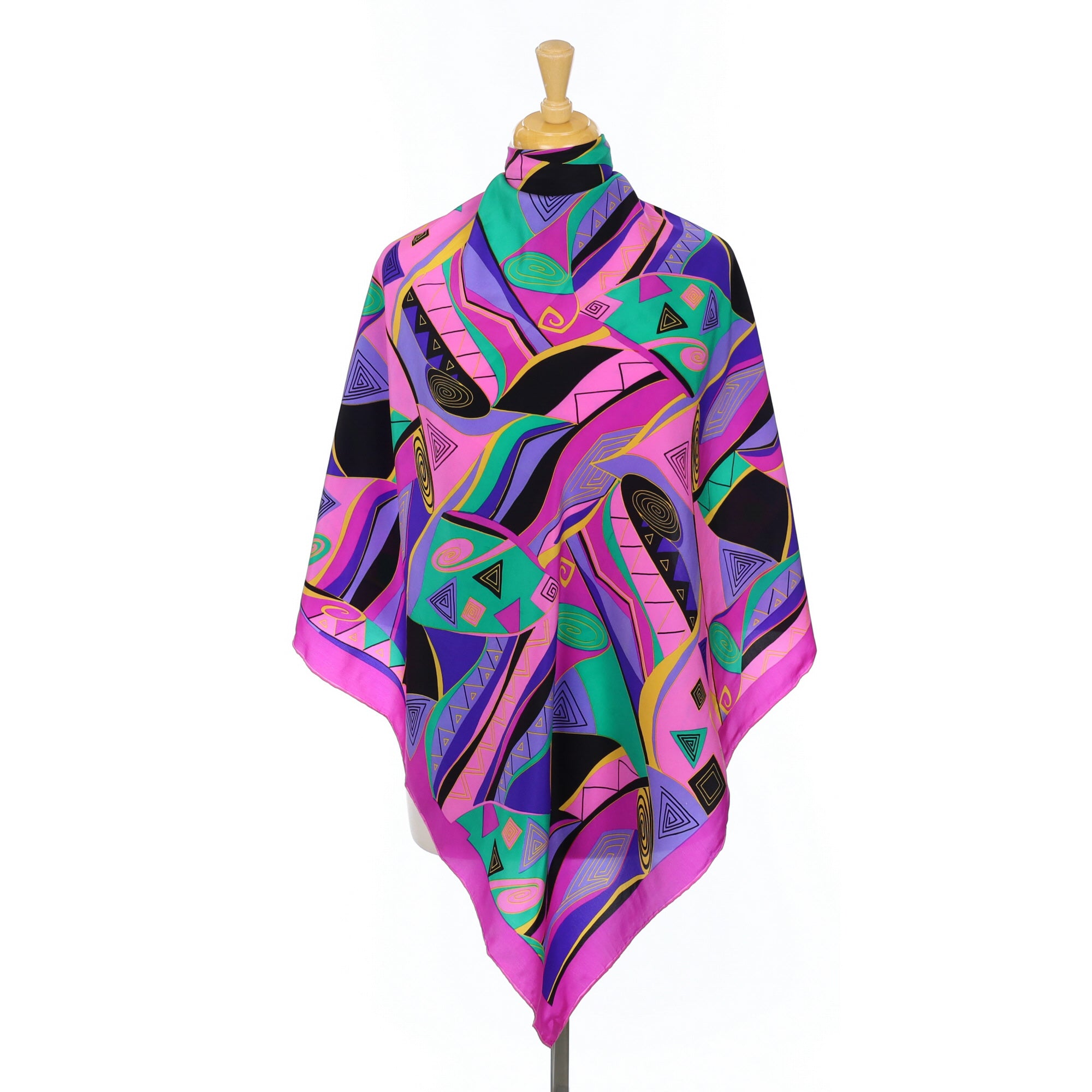 Abstract Pink and Purple Vintage Silk Scarf