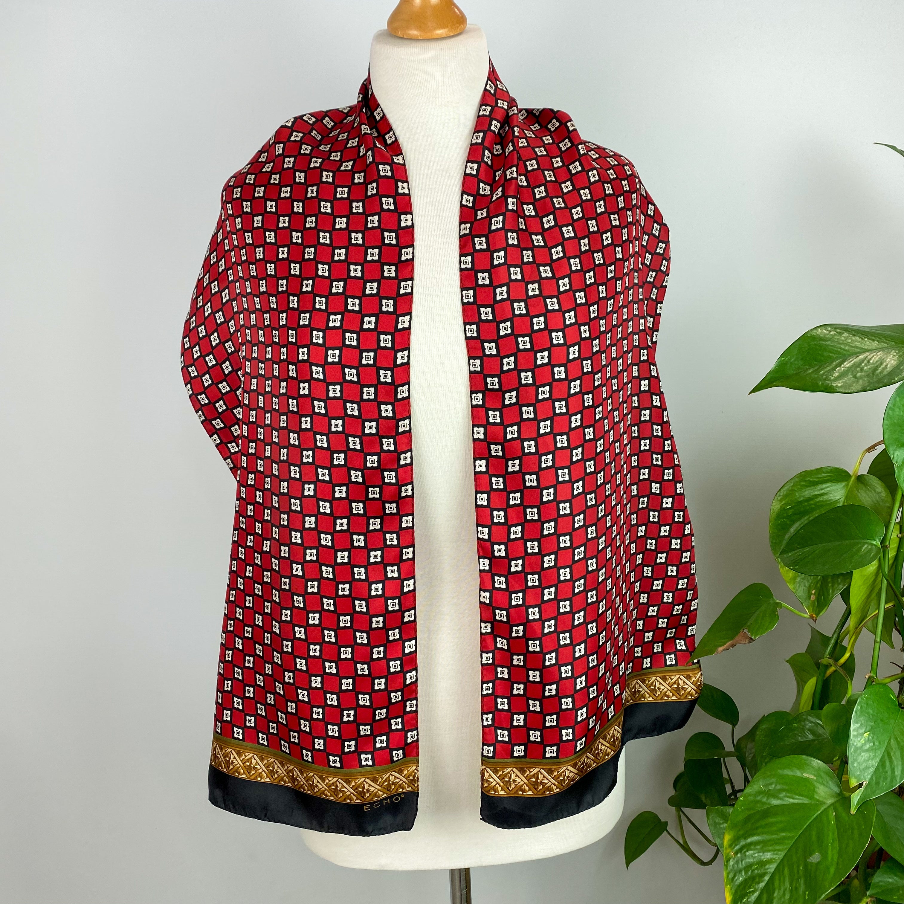 Echo Long Geometric Silk Scarf