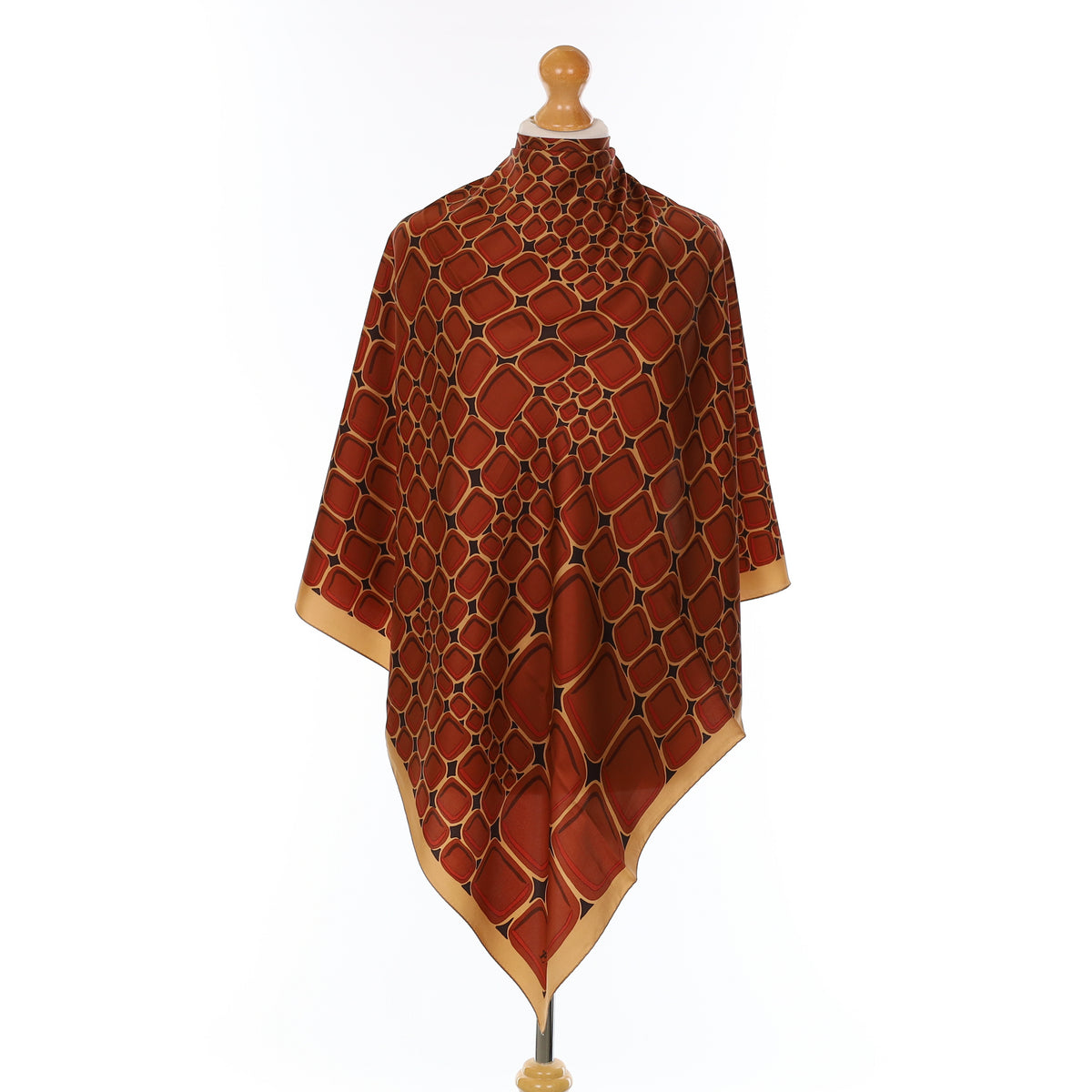 Brand New Block Patterned Silk Scarf