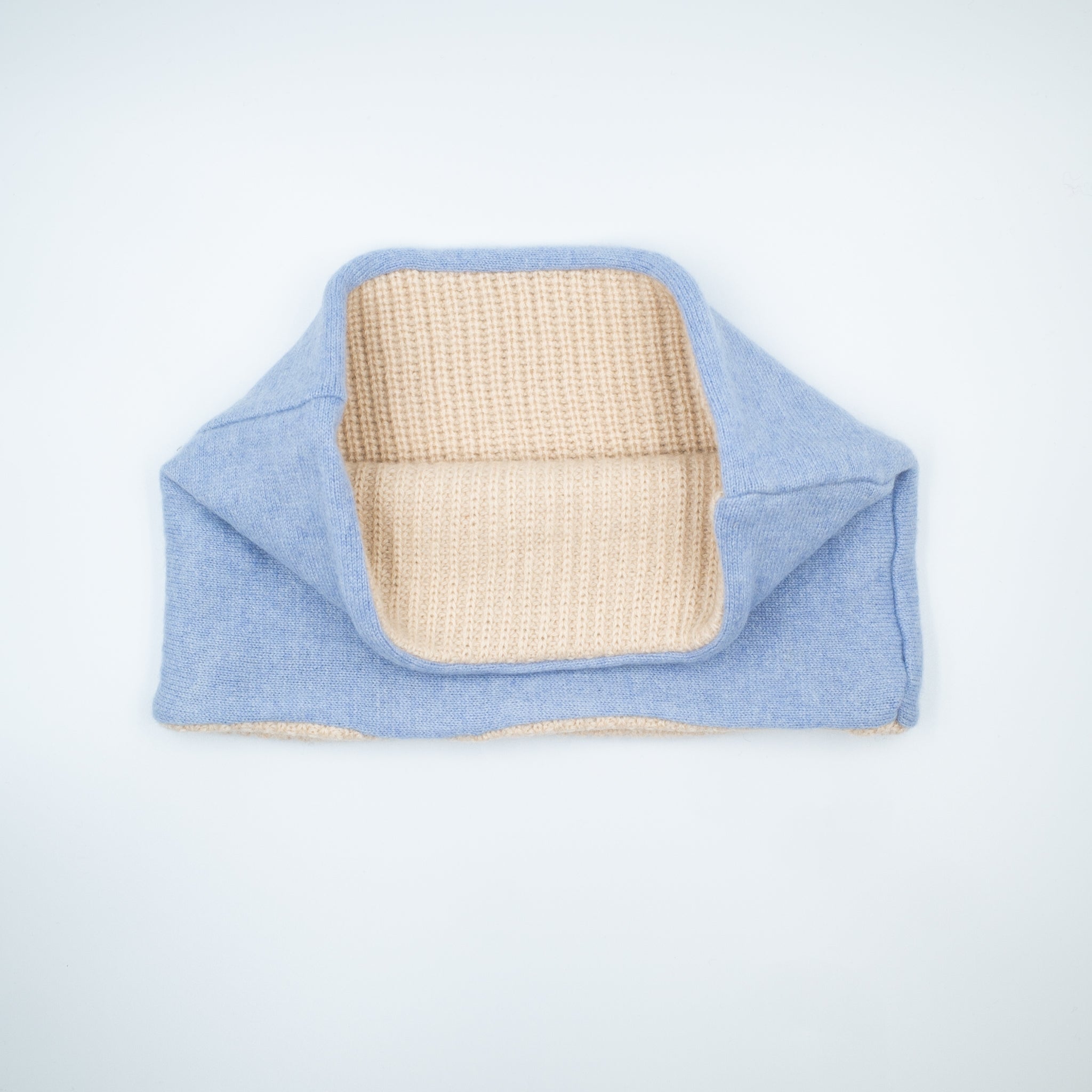 Nude Ribbed and Pale Sky Neck Warmer