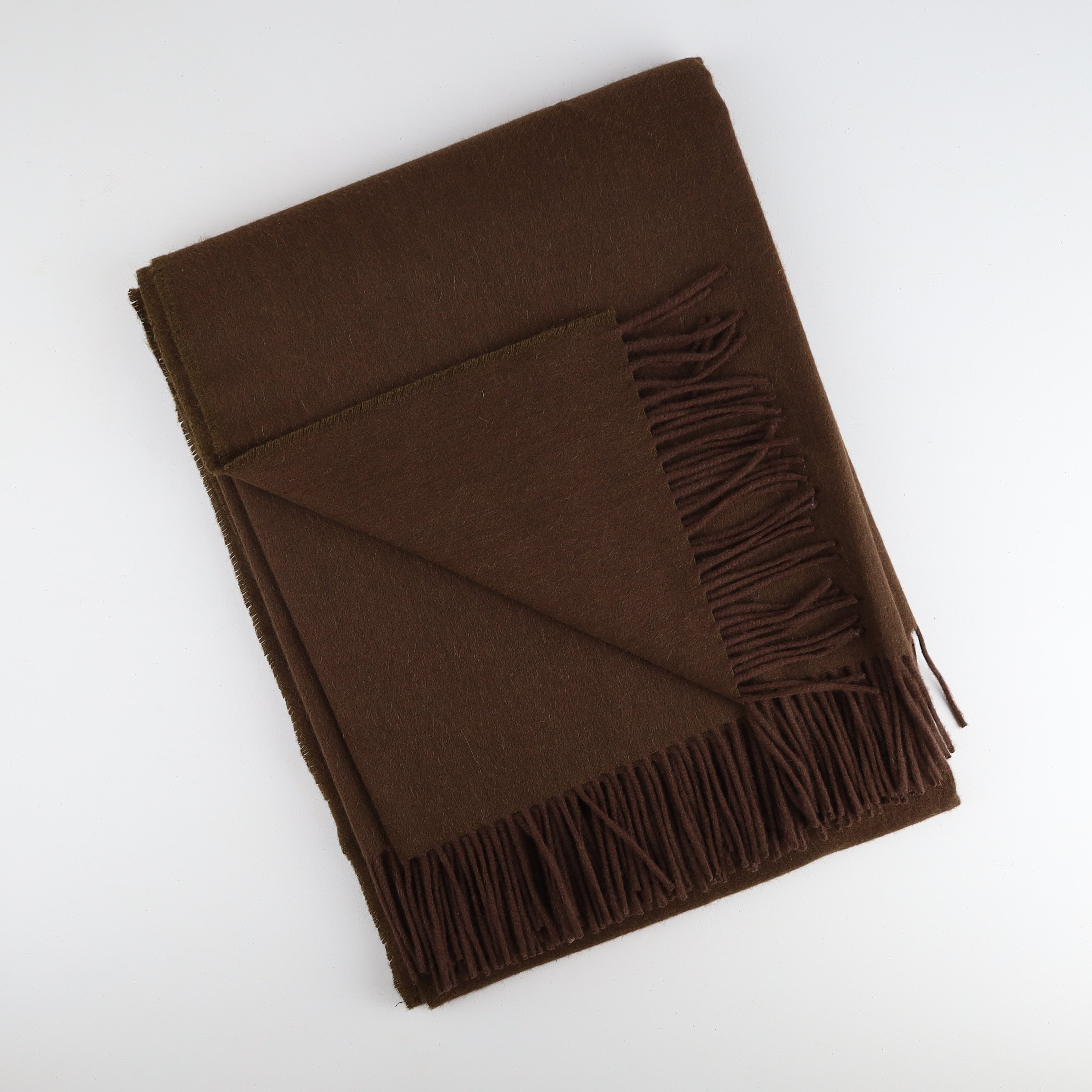 Brand New English Dark Chocolate Brown Luxury Woven Cashmere Blanket