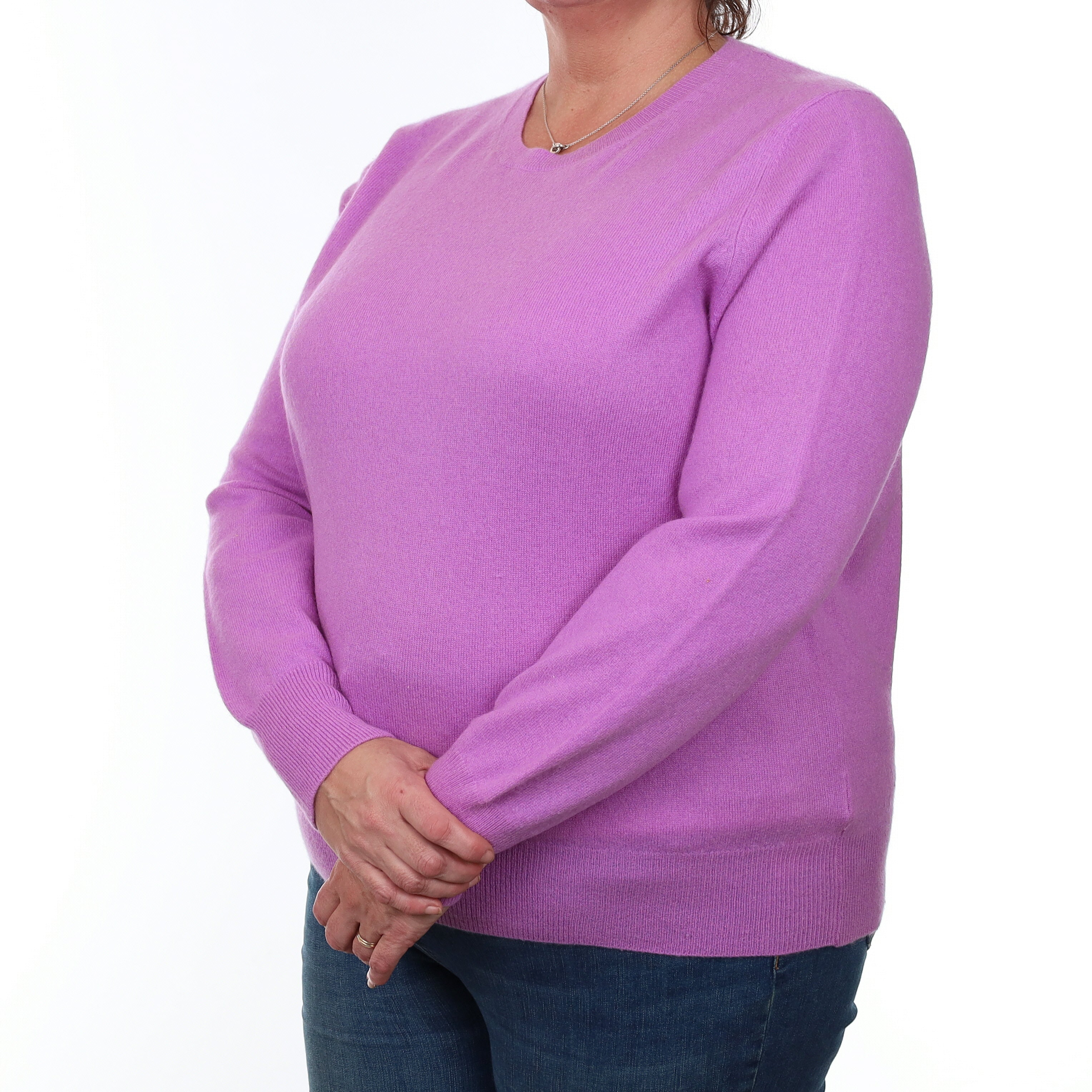 Mauve Purple Cashmere Crew Neck Jumper Extra Large