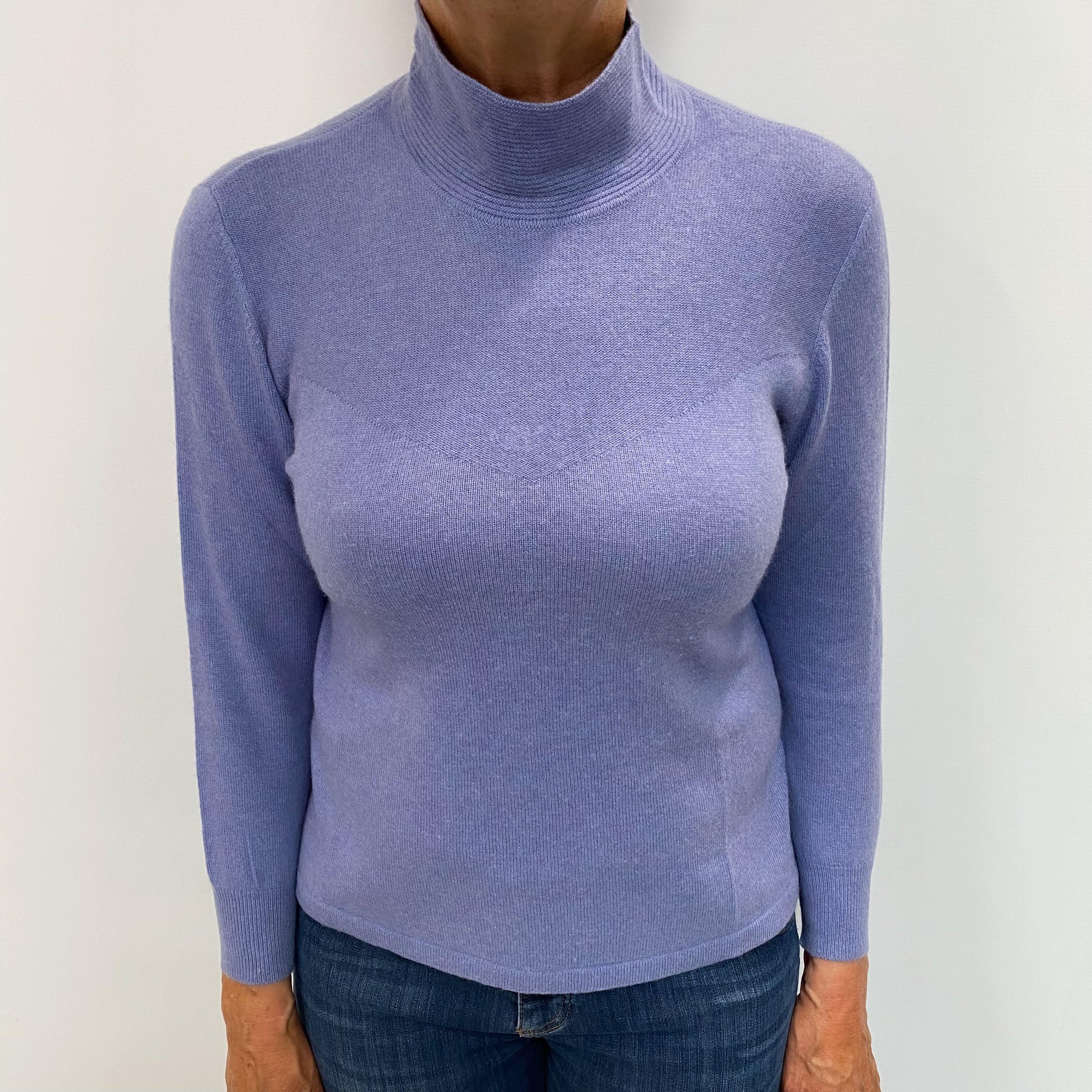 Periwinkle Purple Cashmere Turtle Neck Jumper Medium