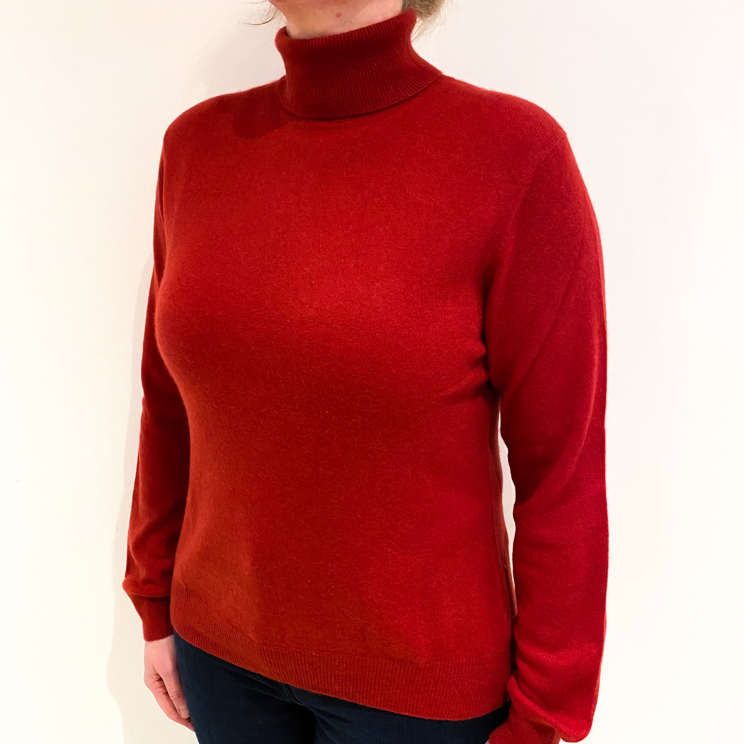 Crimson Red Polo Neck Jumper Large