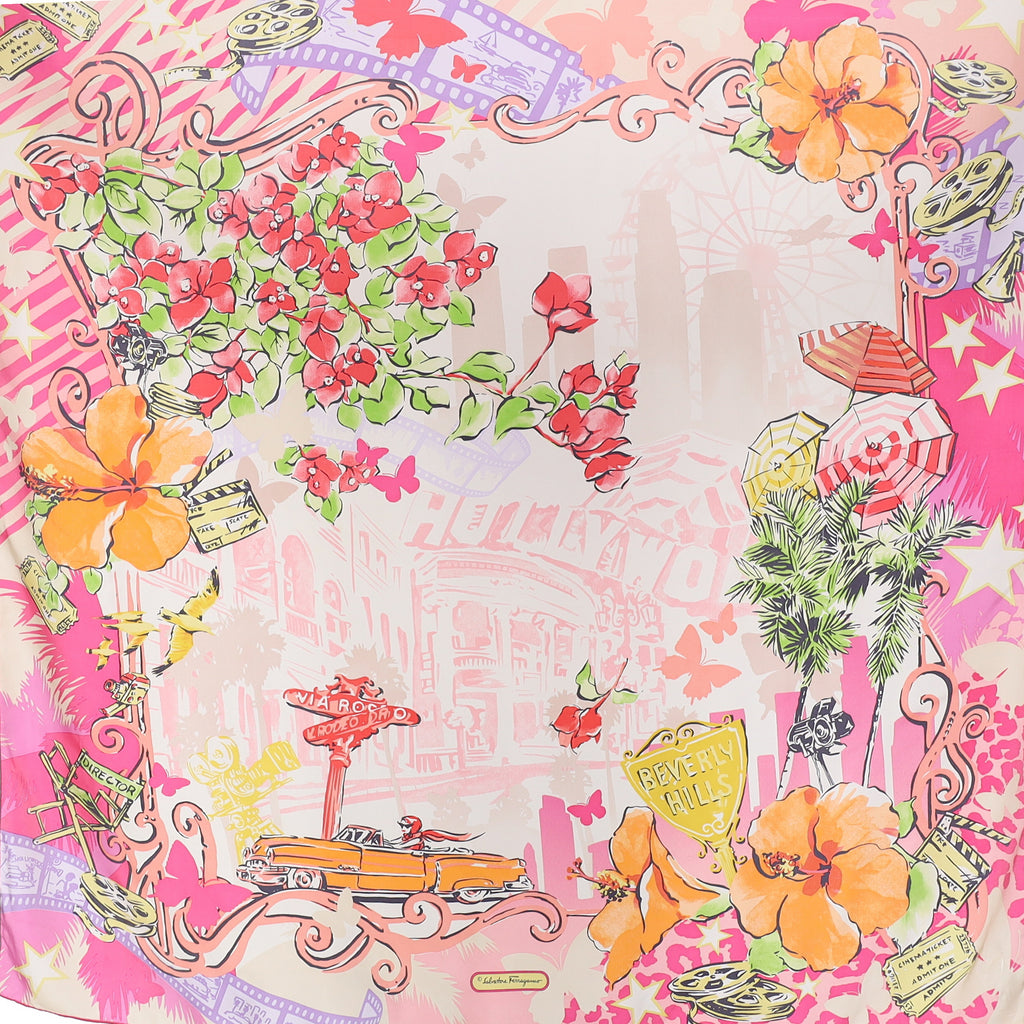 Salvatore Ferragamo Pink Hollywood Silk Scarf