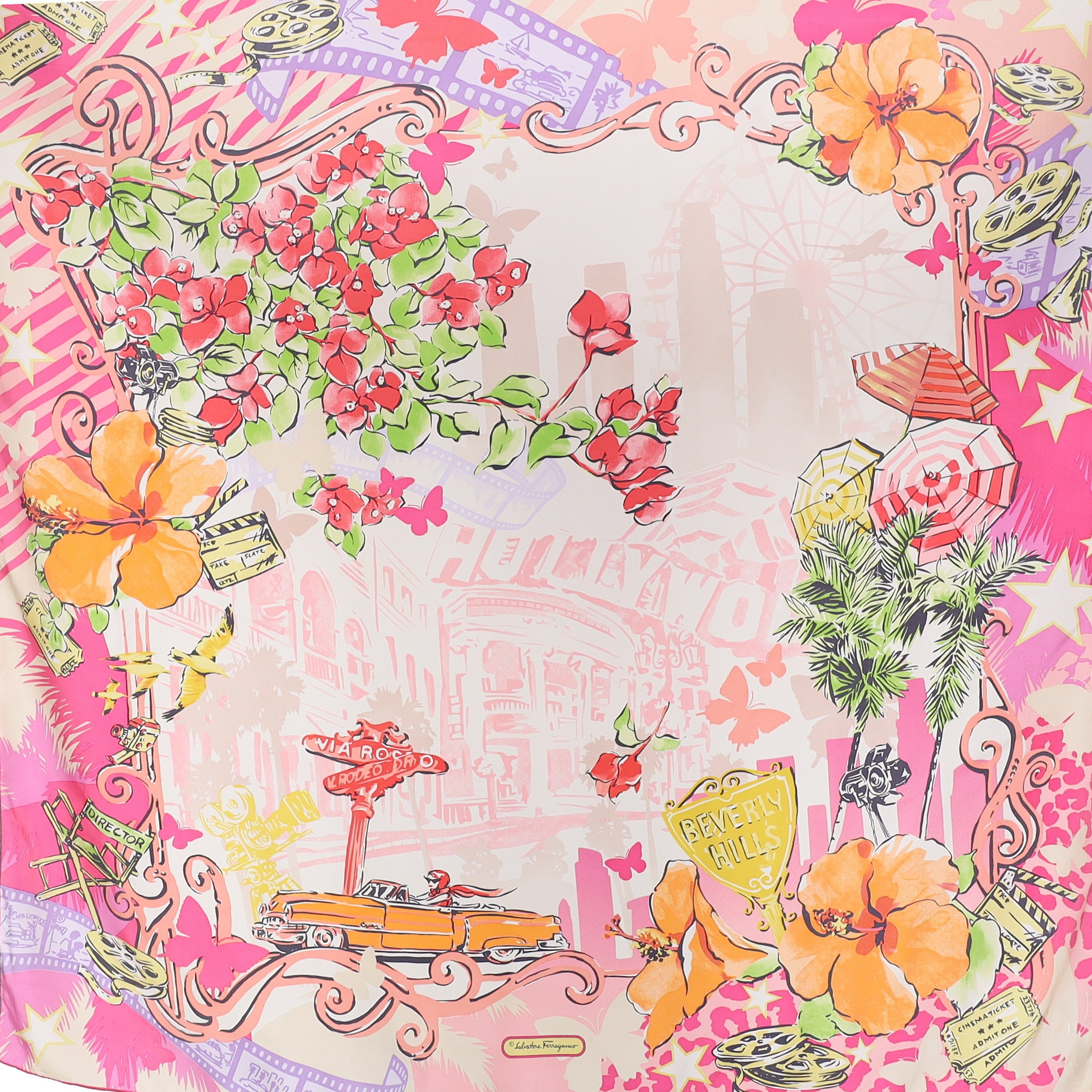 Salvatore Ferragamo Pink Hollywood Silk Scarf