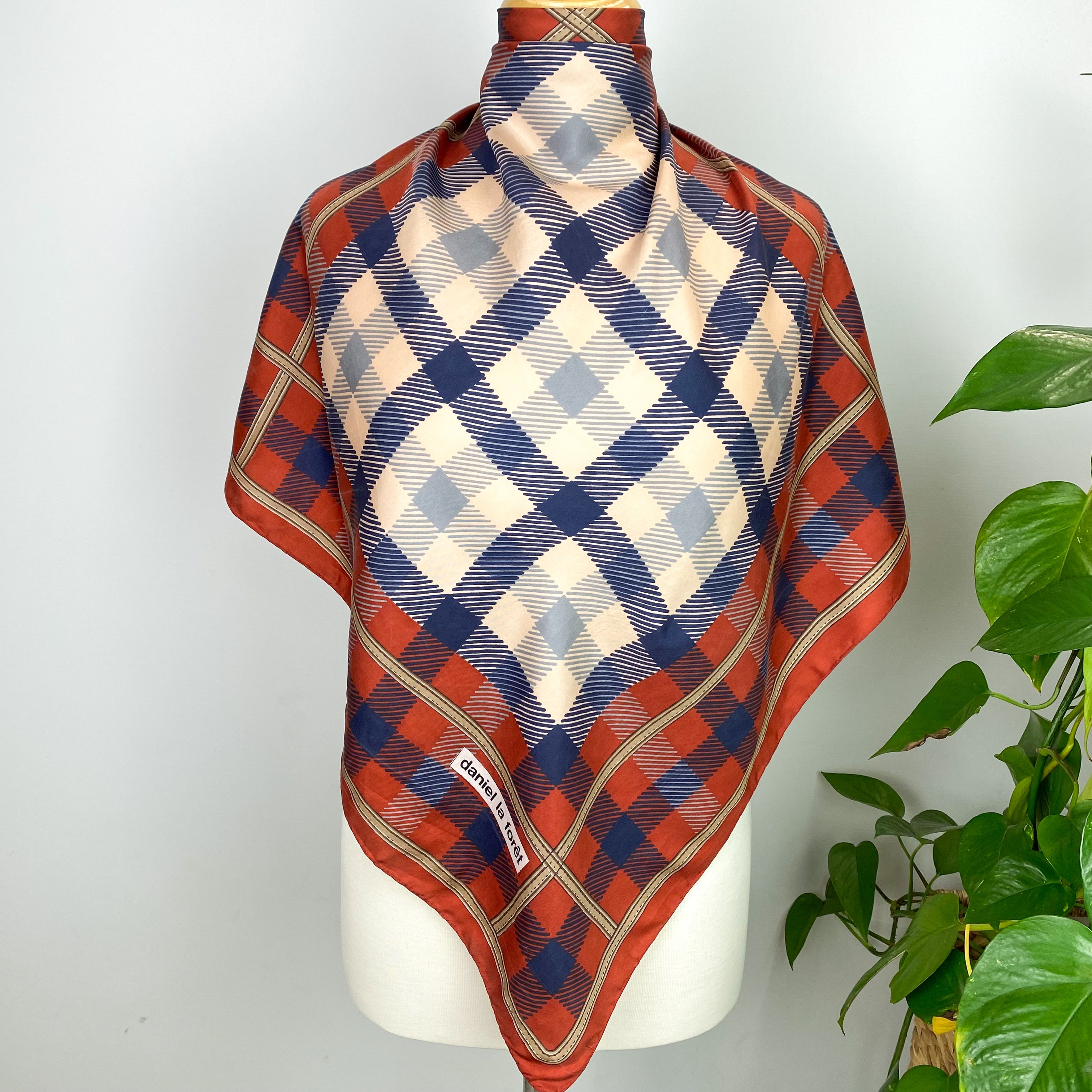 Daniel La Forêt Checked Silk Scarf
