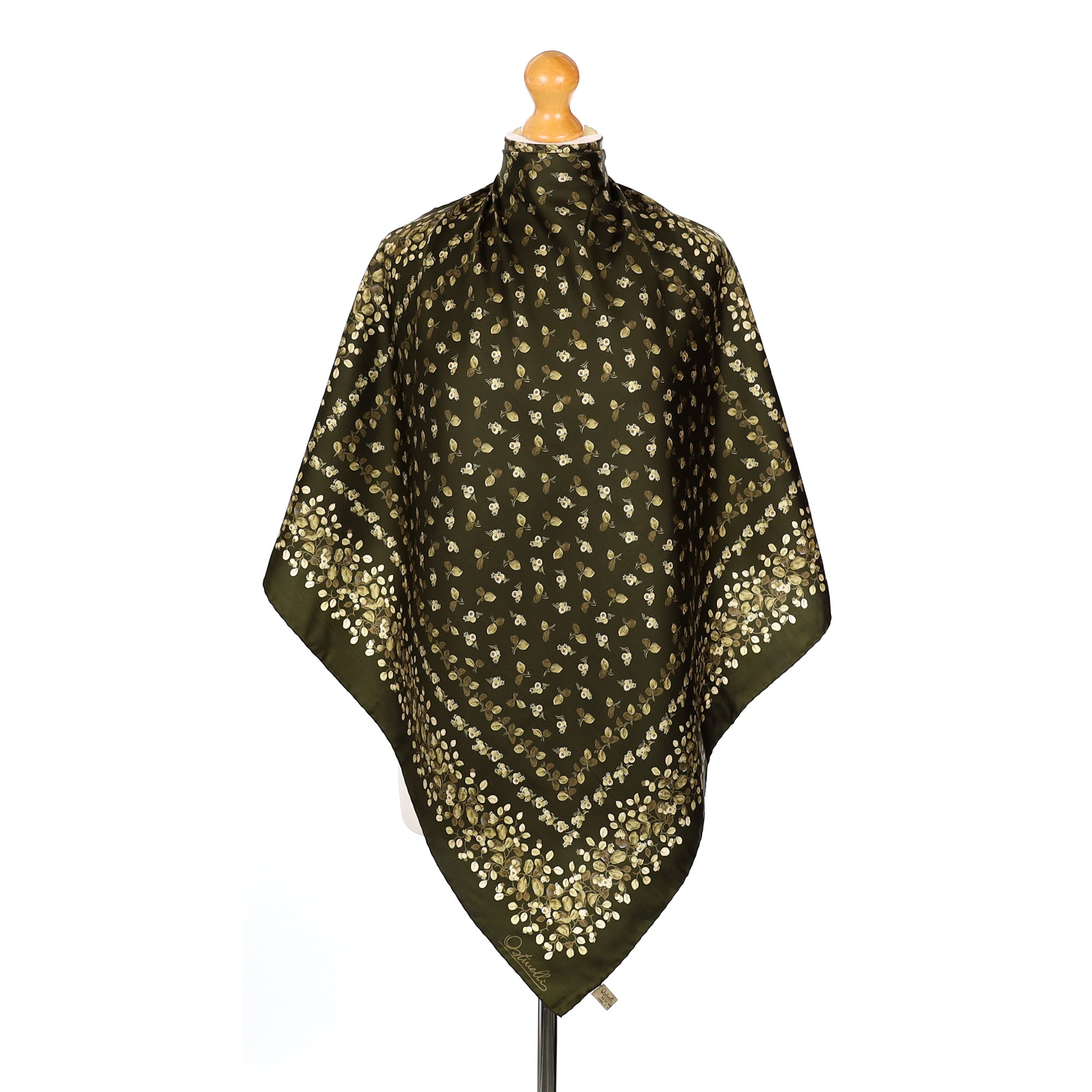 Ostinelli Green Leaf Vintage Silk Scarf