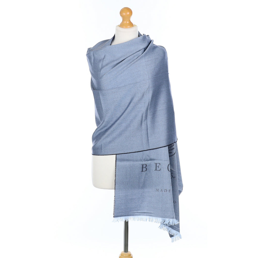 Scottish Begg & Co Denim Blue Woven Cashmere and Silk Wrap