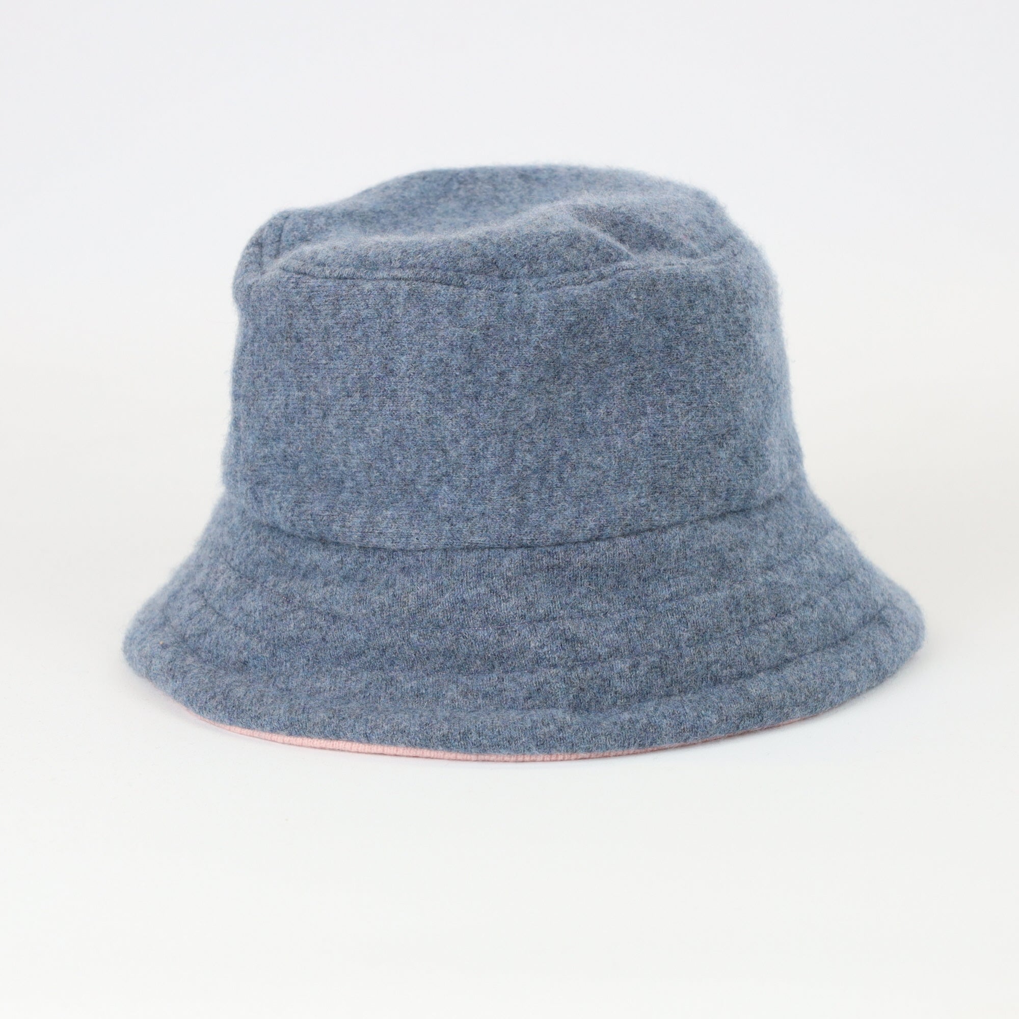 Deep Denim Blue Reversible Cashmere Bucket Hat Large