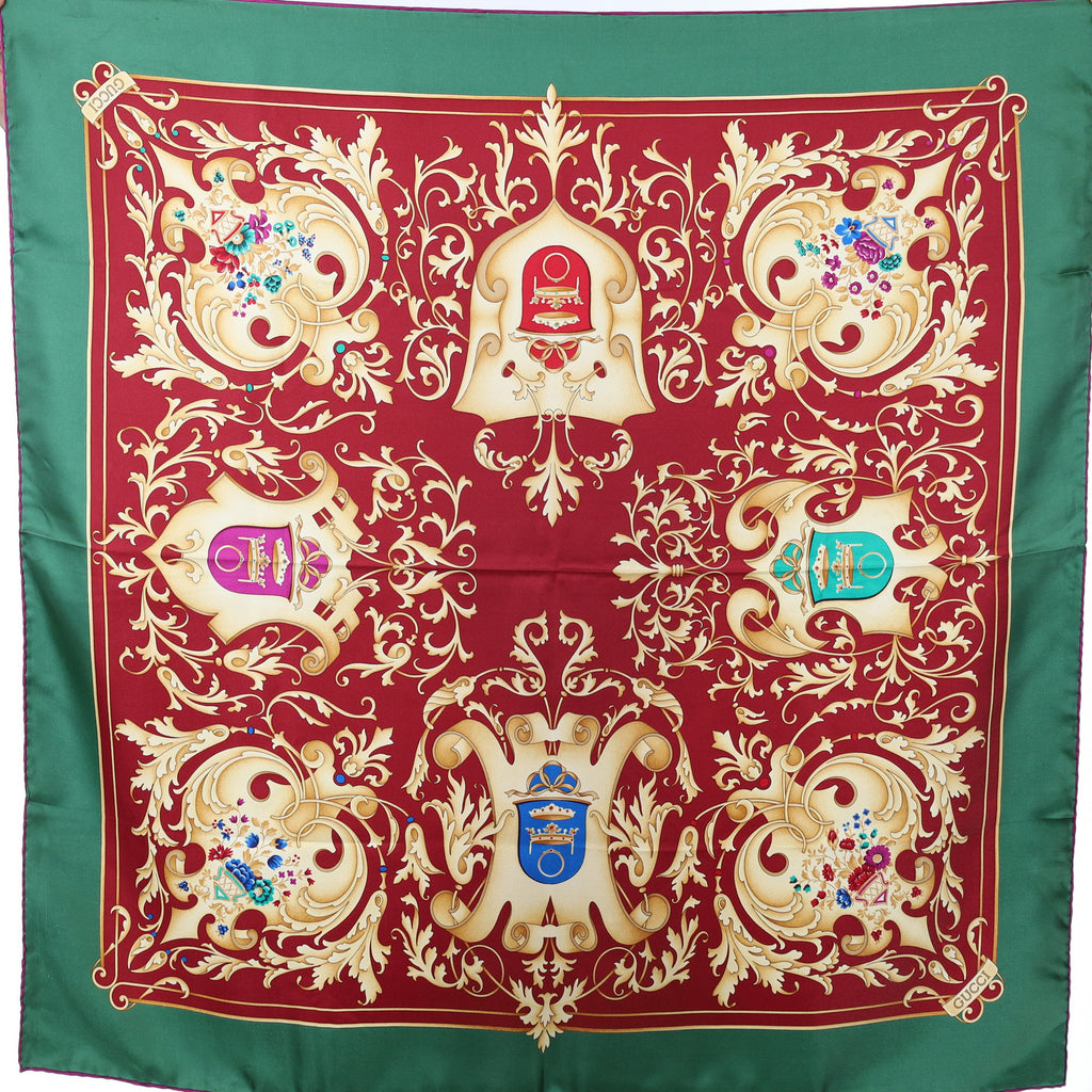 Brand New Gucci Ornate Design Vintage Silk Scarf