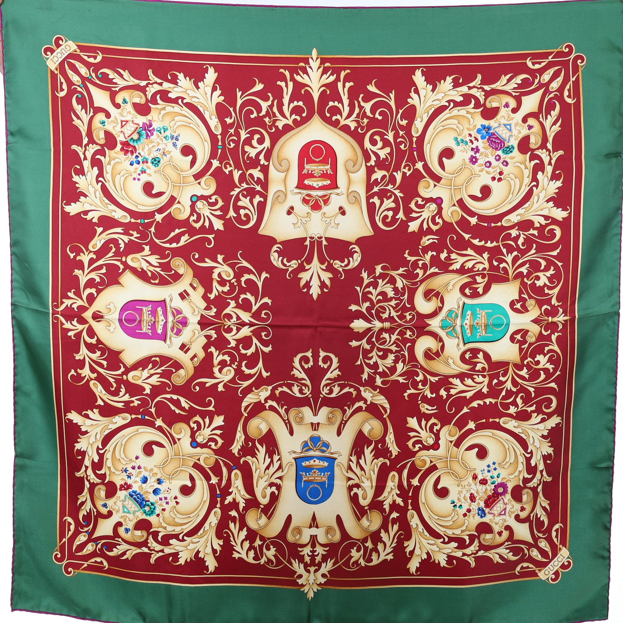 Brand New Gucci Ornate Design Vintage Silk Scarf