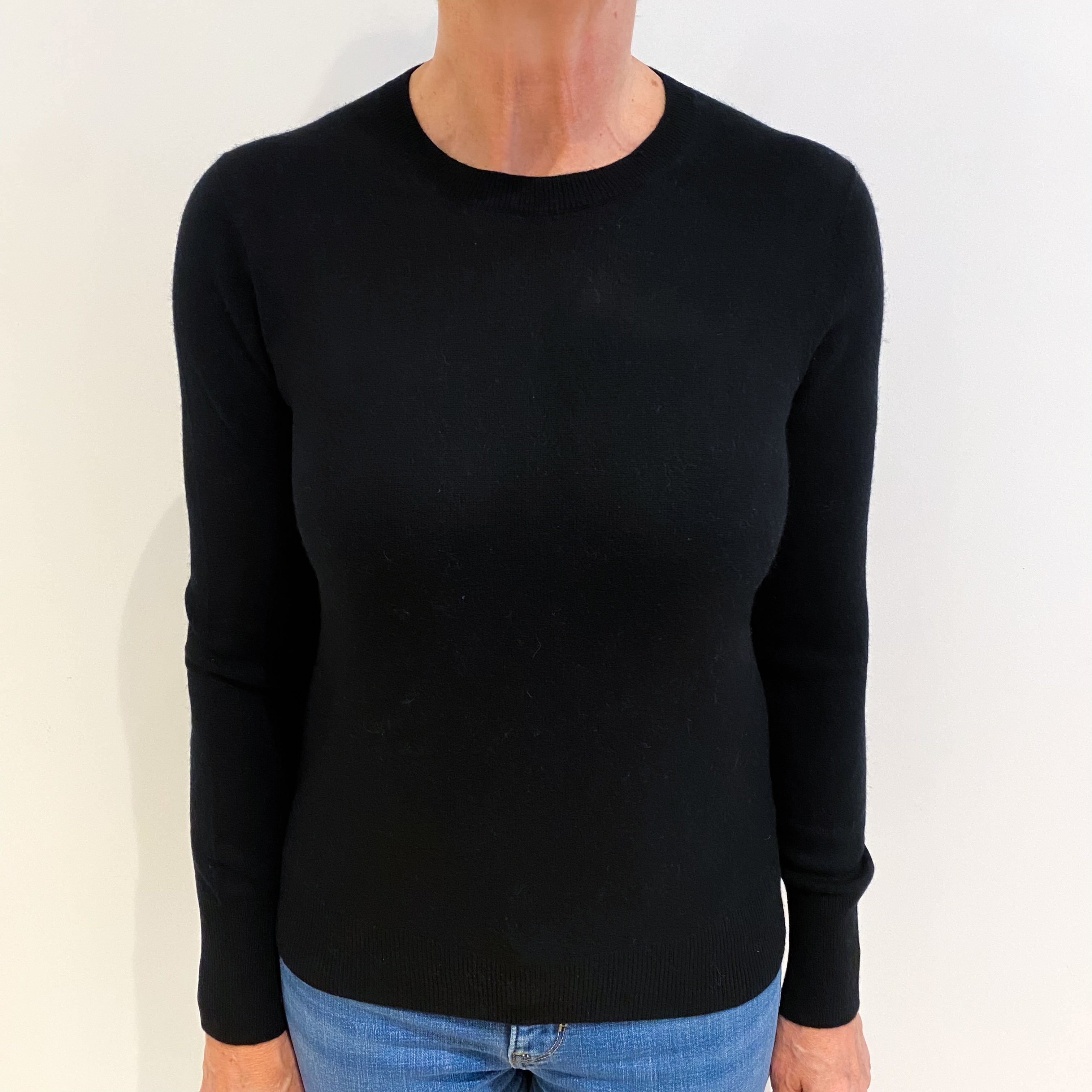 Black Cashmere Crew Neck Jumper Medium