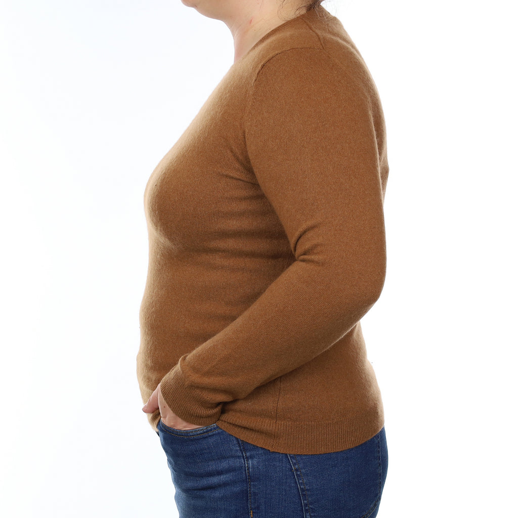 Cinnamon Brown Cashmere Crew Neck Jumper Large