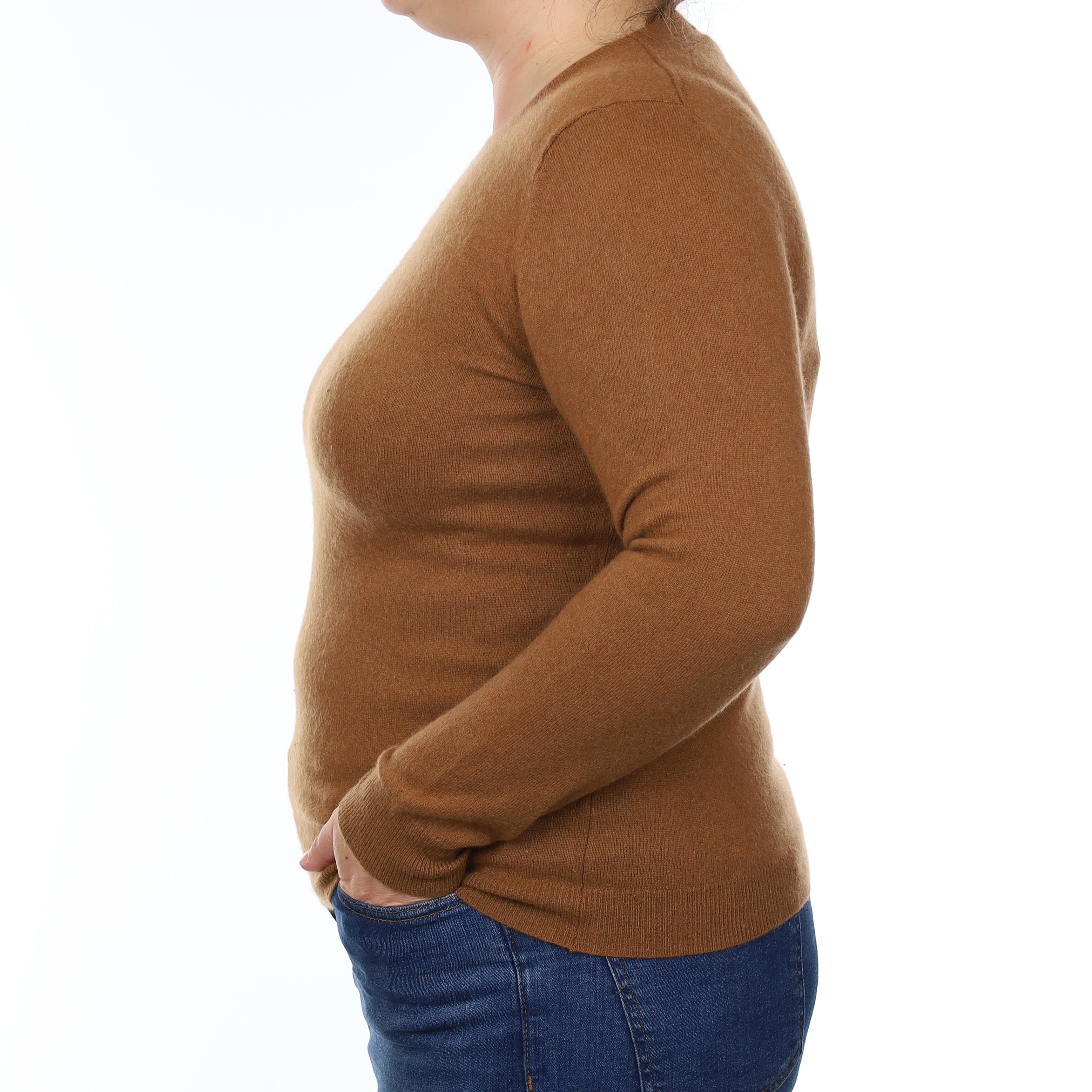Cinnamon Brown Cashmere Crew Neck Jumper Large