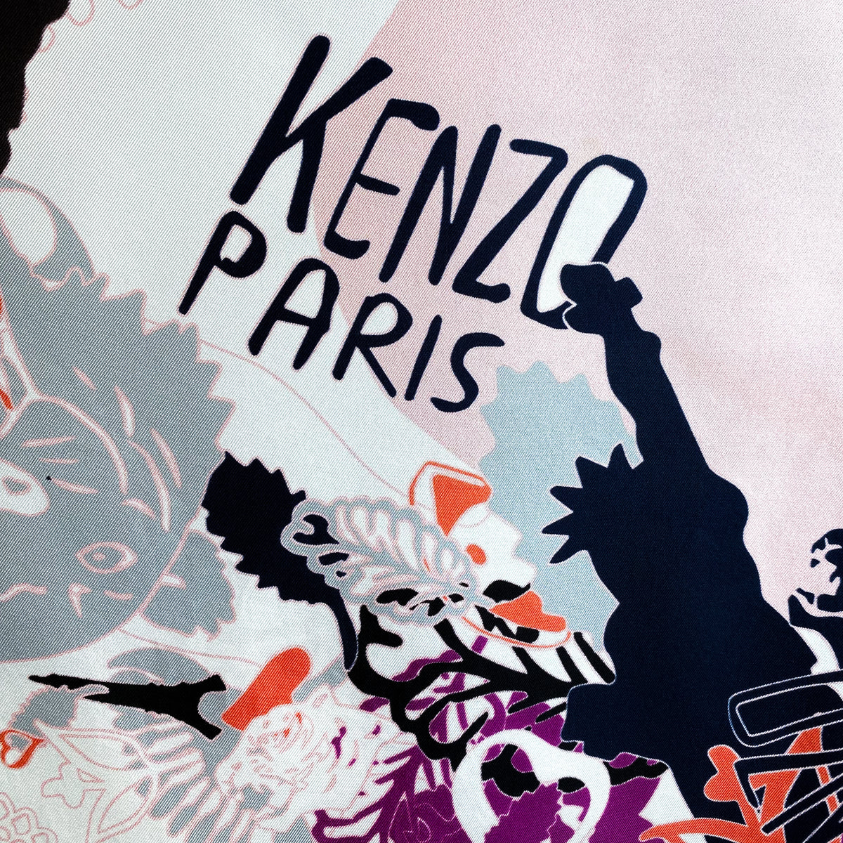 Large Kenzo Designer Silk Scarf