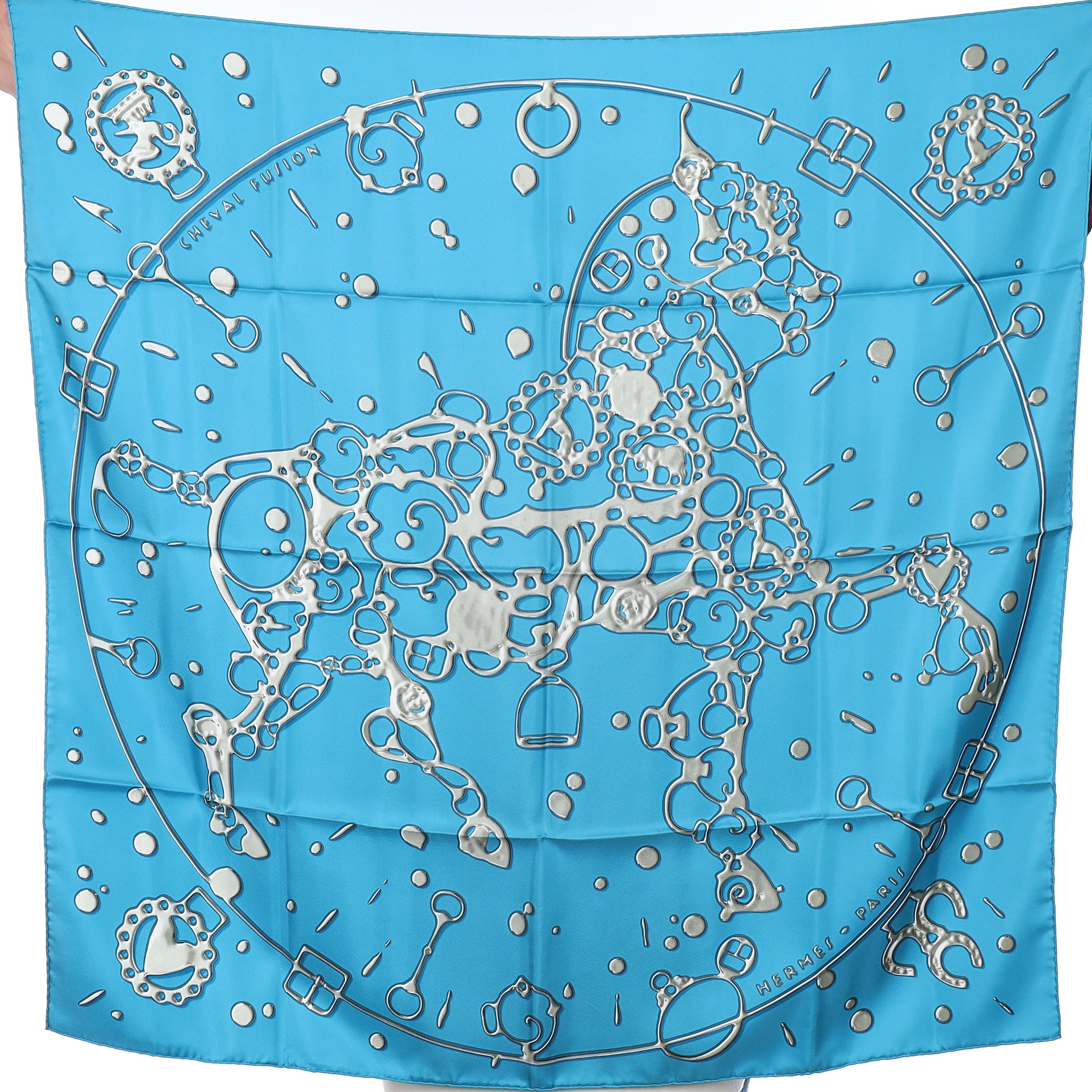 Brand New Boxed Hermès Cheval Fusion Silk Scarf