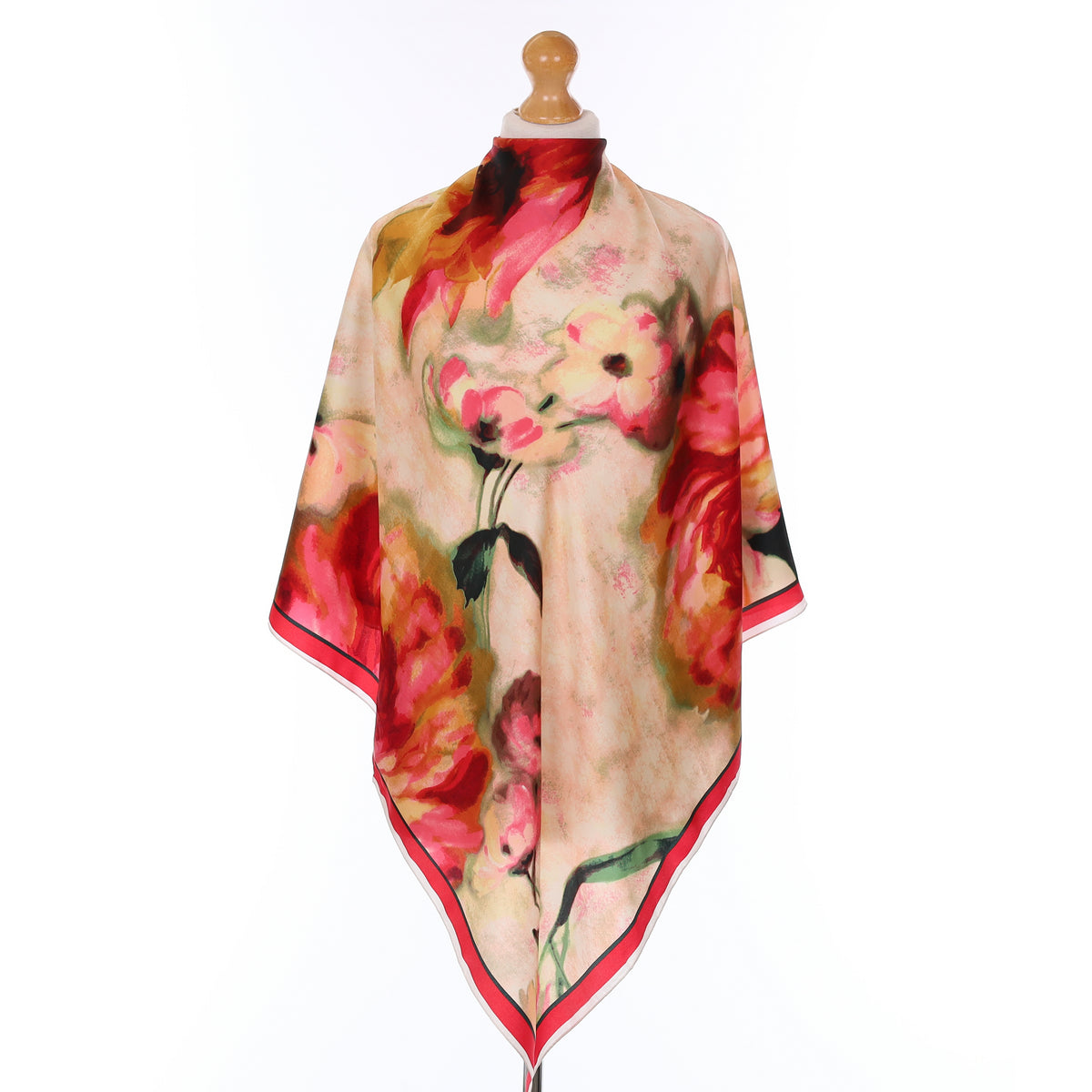 Pink Floral Silk Scarf