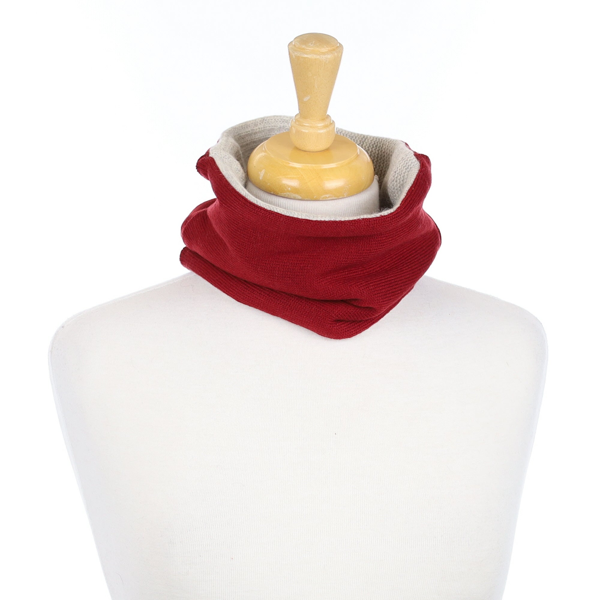 Burgundy and Textured Mist Grey Neck Warmer