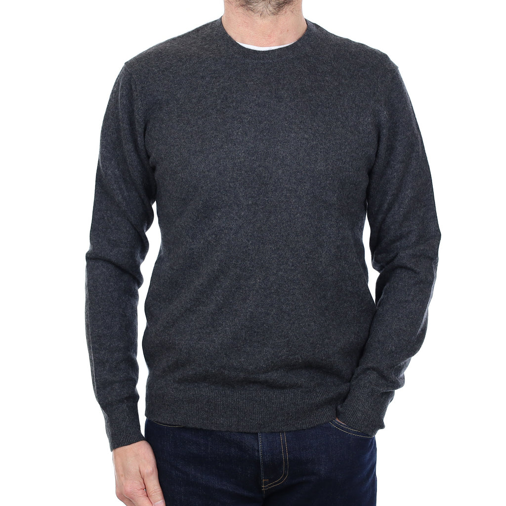 Men's Charcoal Grey Cashmere Crew Neck Jumper Small
