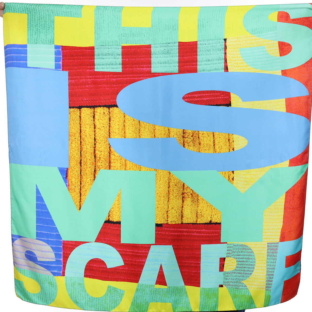 ‘This Is My Scarf’ Colourful Motif Silk Scarf