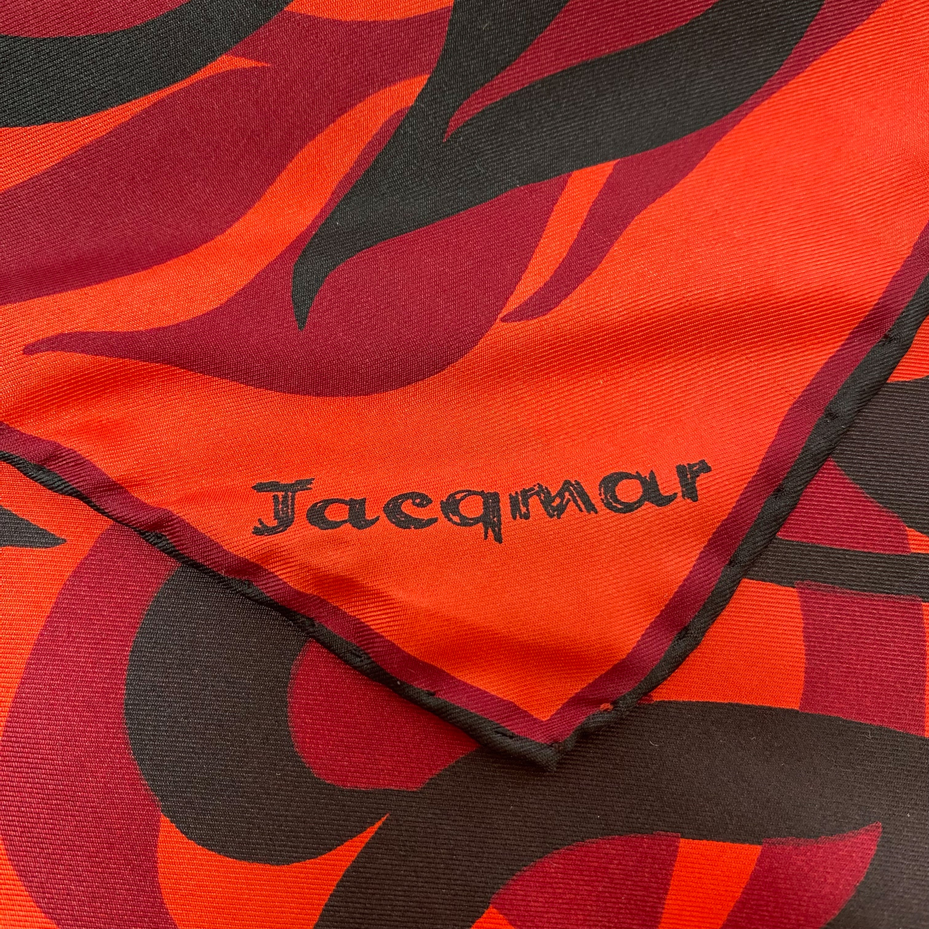 1960s Red Jacqmar Vintage Silk Scarf
