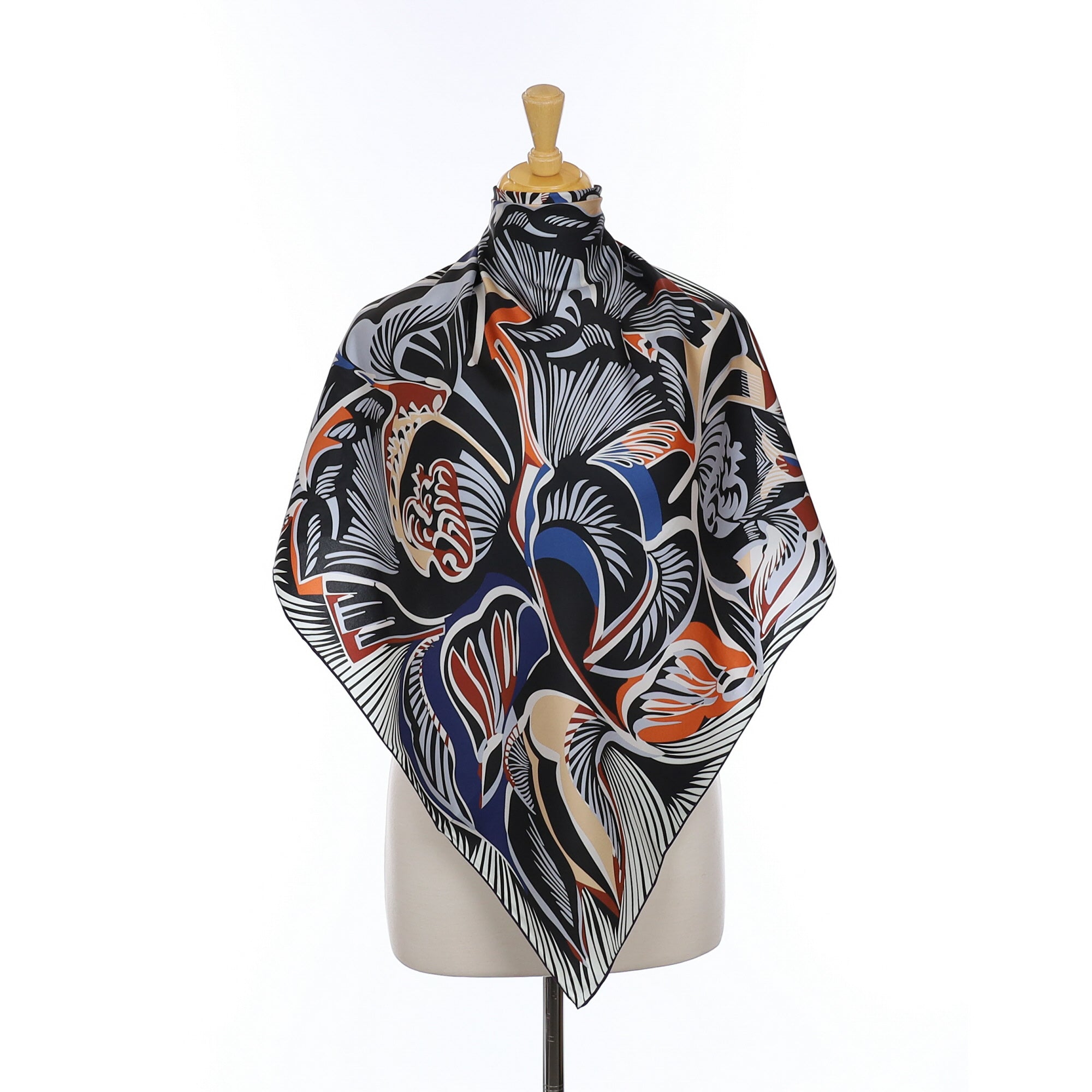 Brand Black Abstract New Silk Scarf