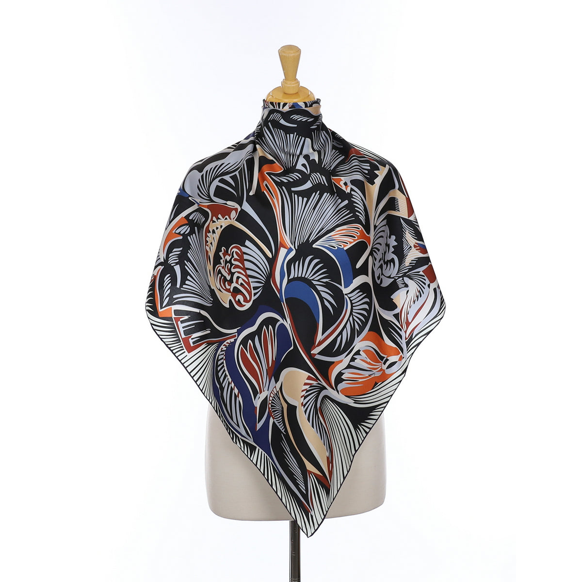 Brand Black Abstract New Silk Scarf