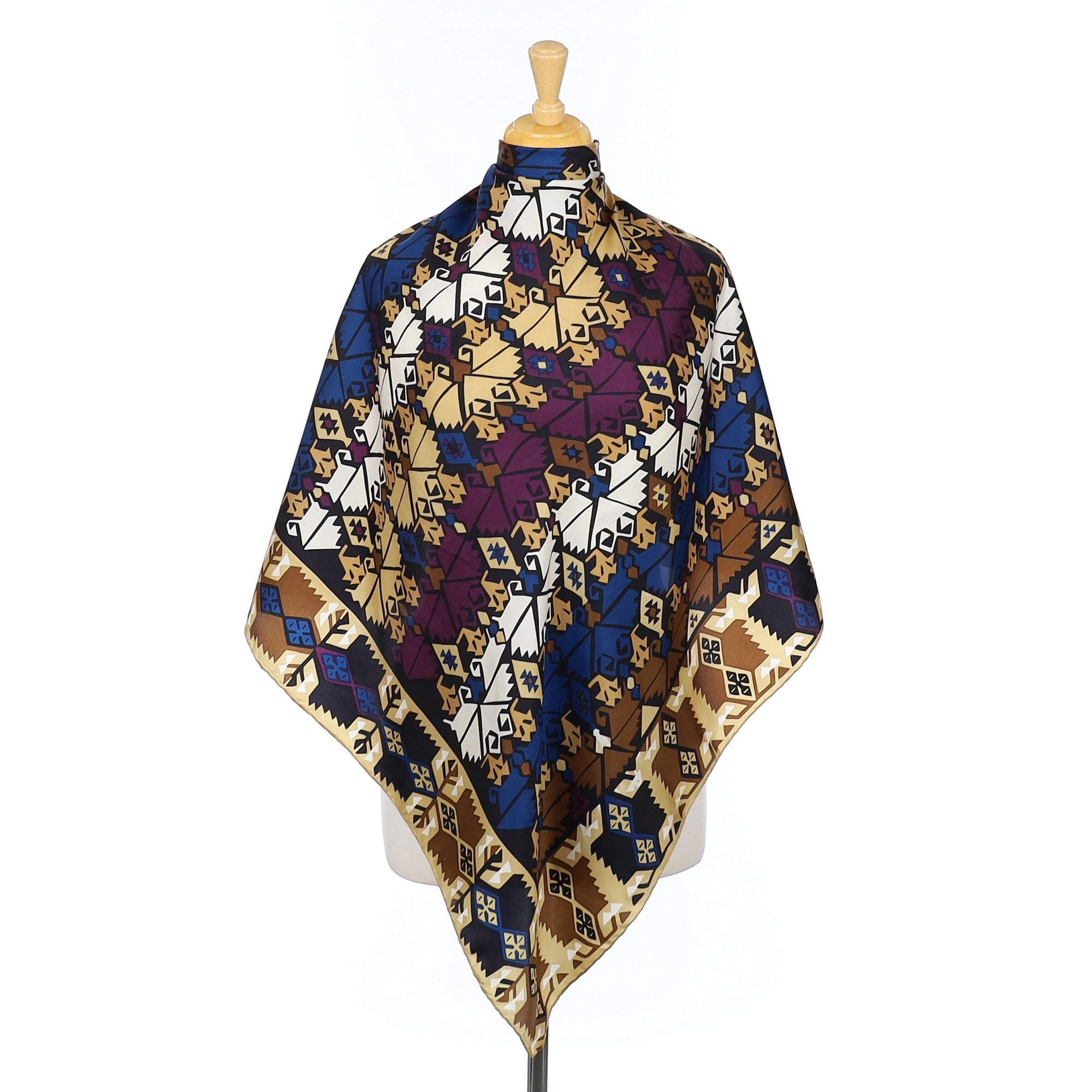 Beckford Brown Aztec Vintage Silk Scarf
