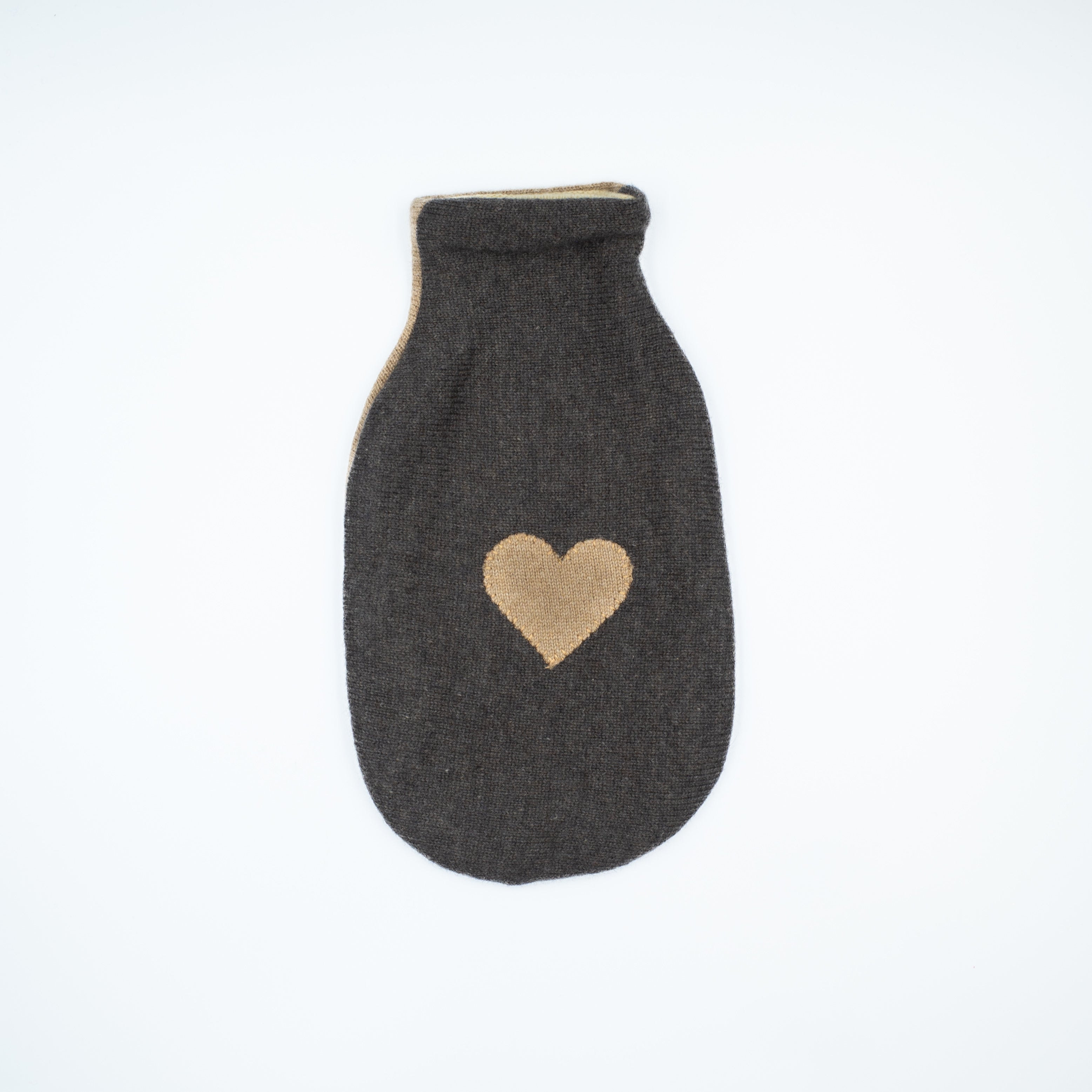 Mole Brown and Camel Cashmere Small Hot Water Bottle