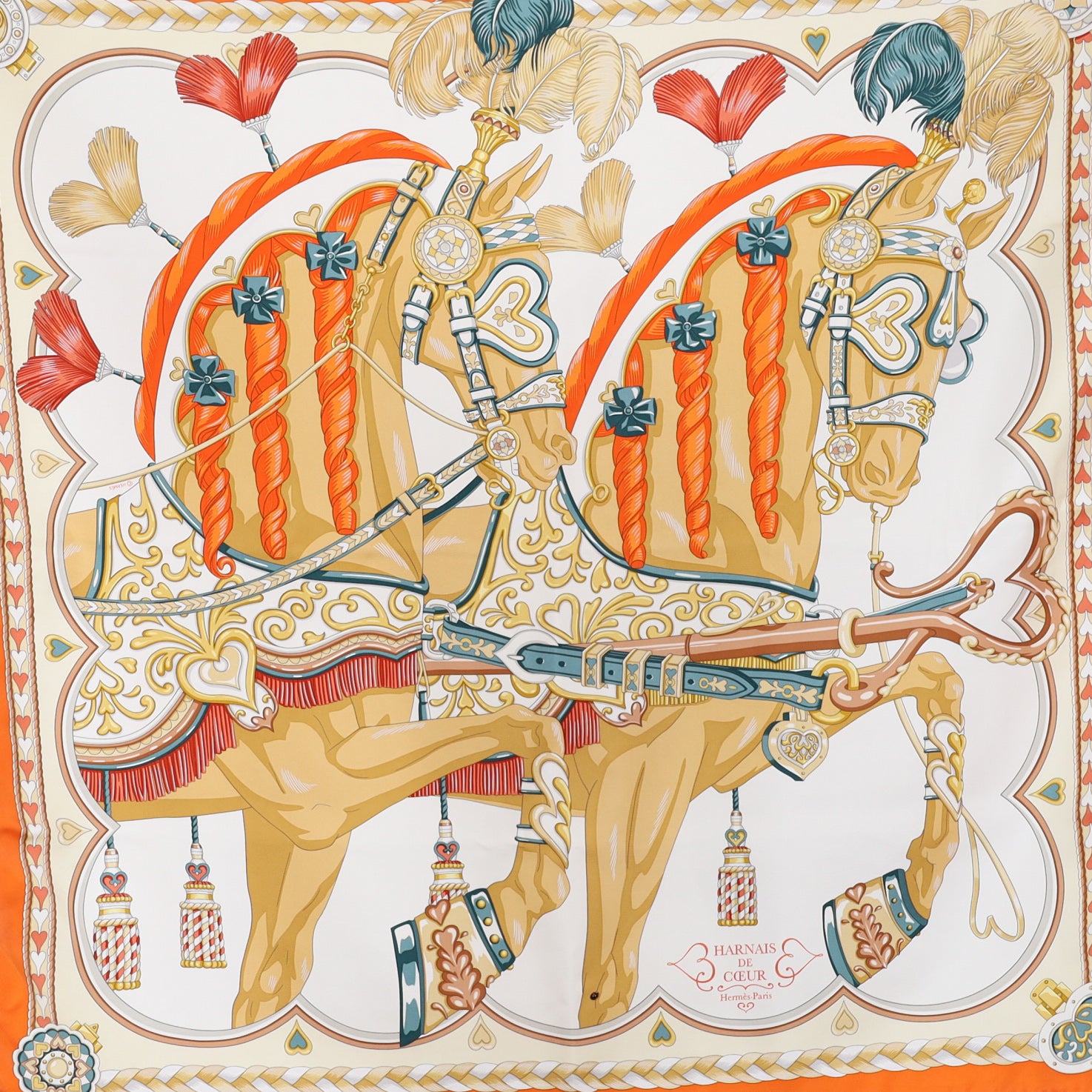 Hermès Harnais de Coeur Silk Scarf